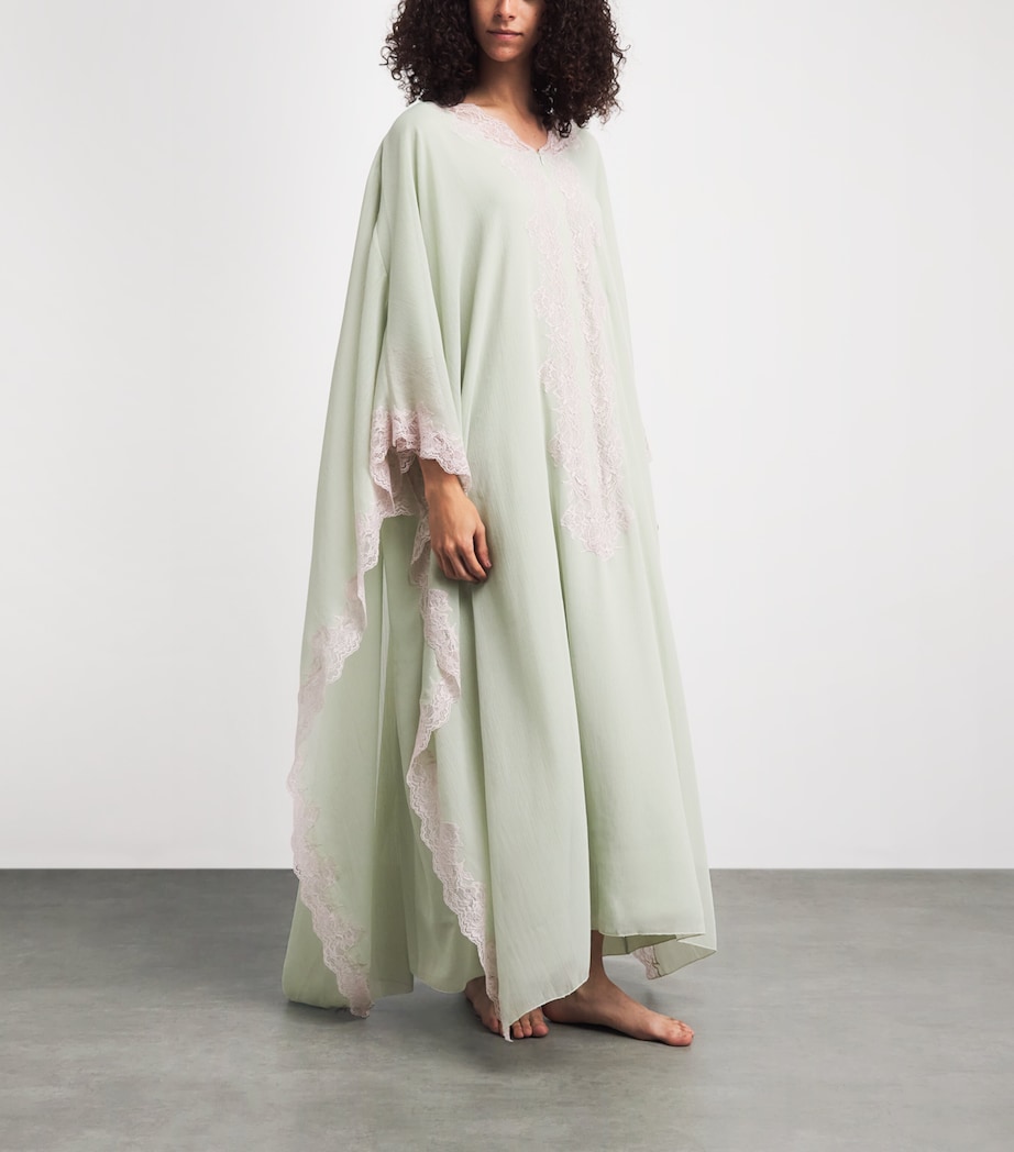 Bocan Womens Silk Chiffon Amara Kaftan Maxi Dress Sage Green Image 2