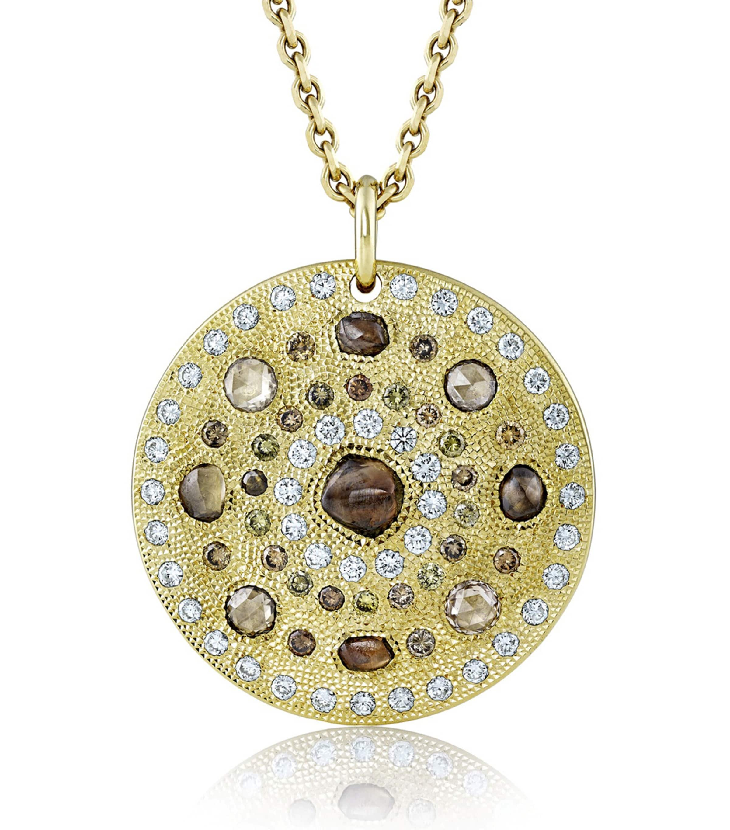 De Beers Yellow Gold And Diamond Talisman Medal Necklace