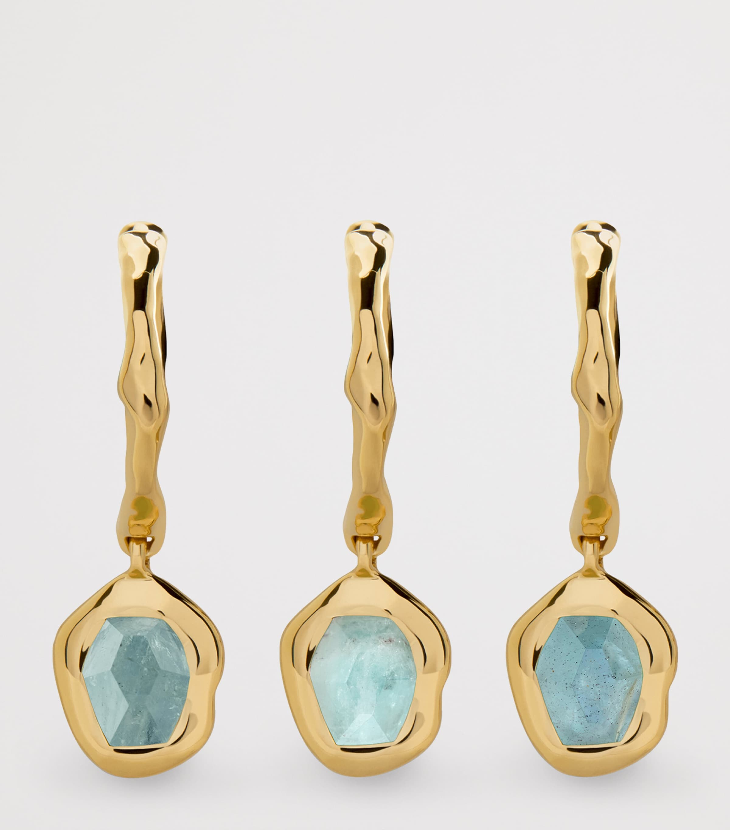 Monica Vinader Gold Vermeil and Aquamarine Odyssey Huggie Earrings Gold Vermeil Image 2