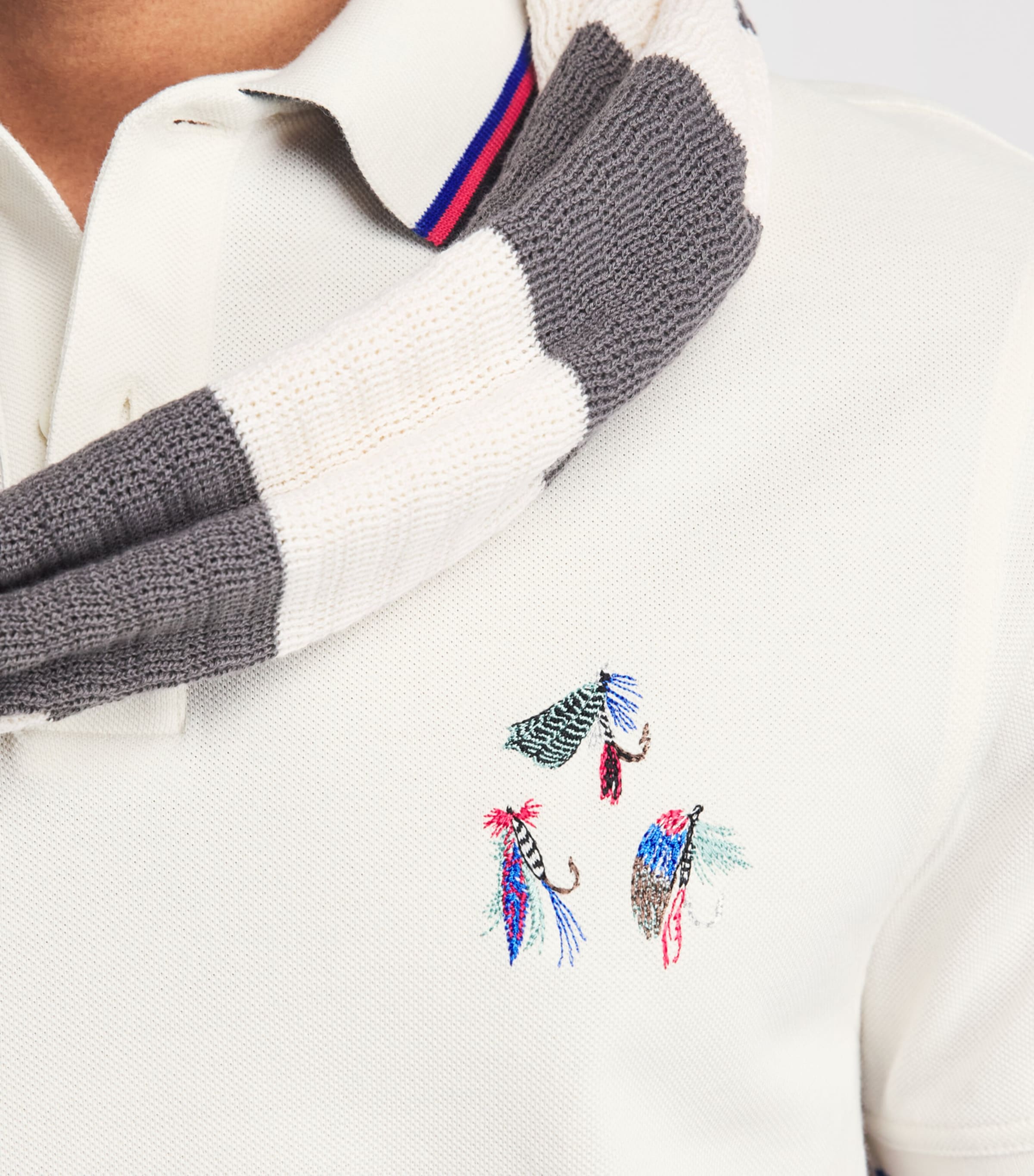 Barbour Mens x Paul Smith Cotton Pique Polo Shirt Whisper Image 3