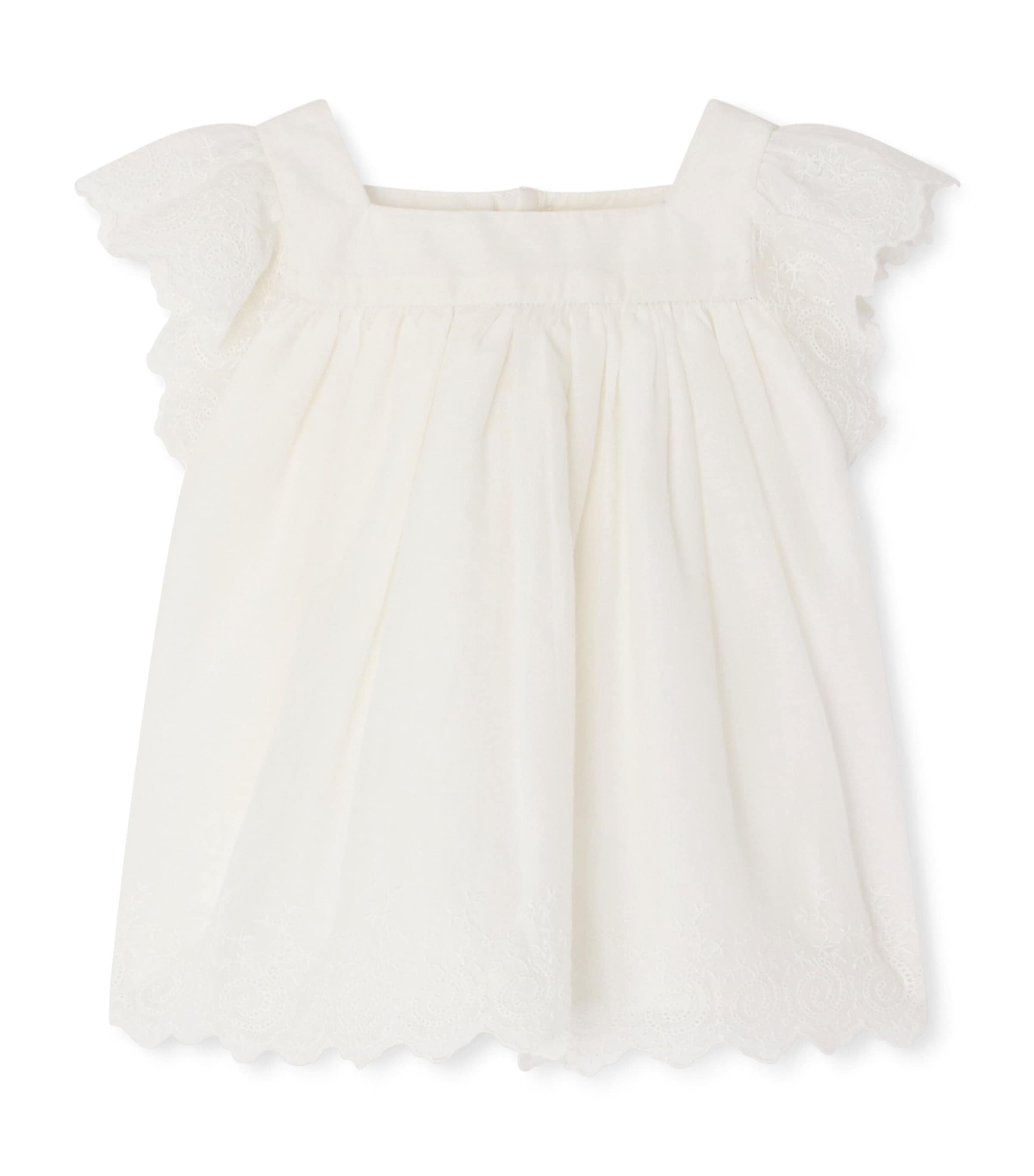 Bonpoint Cotton Embroidered Top (6-18 Months) Upb Blanc Lait Image 1