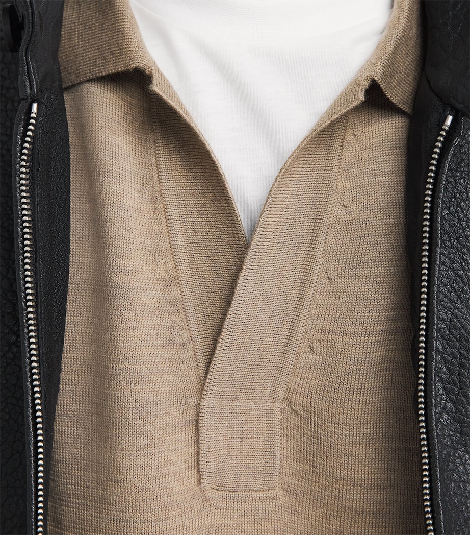 Yves Salomon Mens Wool Open-Collar Polo Shirt Corinthe Image 3