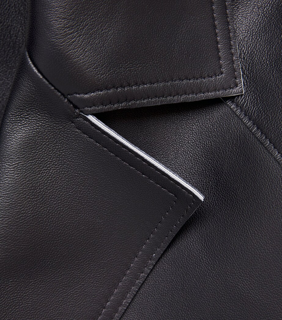 Vince Womens Bonded Leather Coat Midnight Image 6