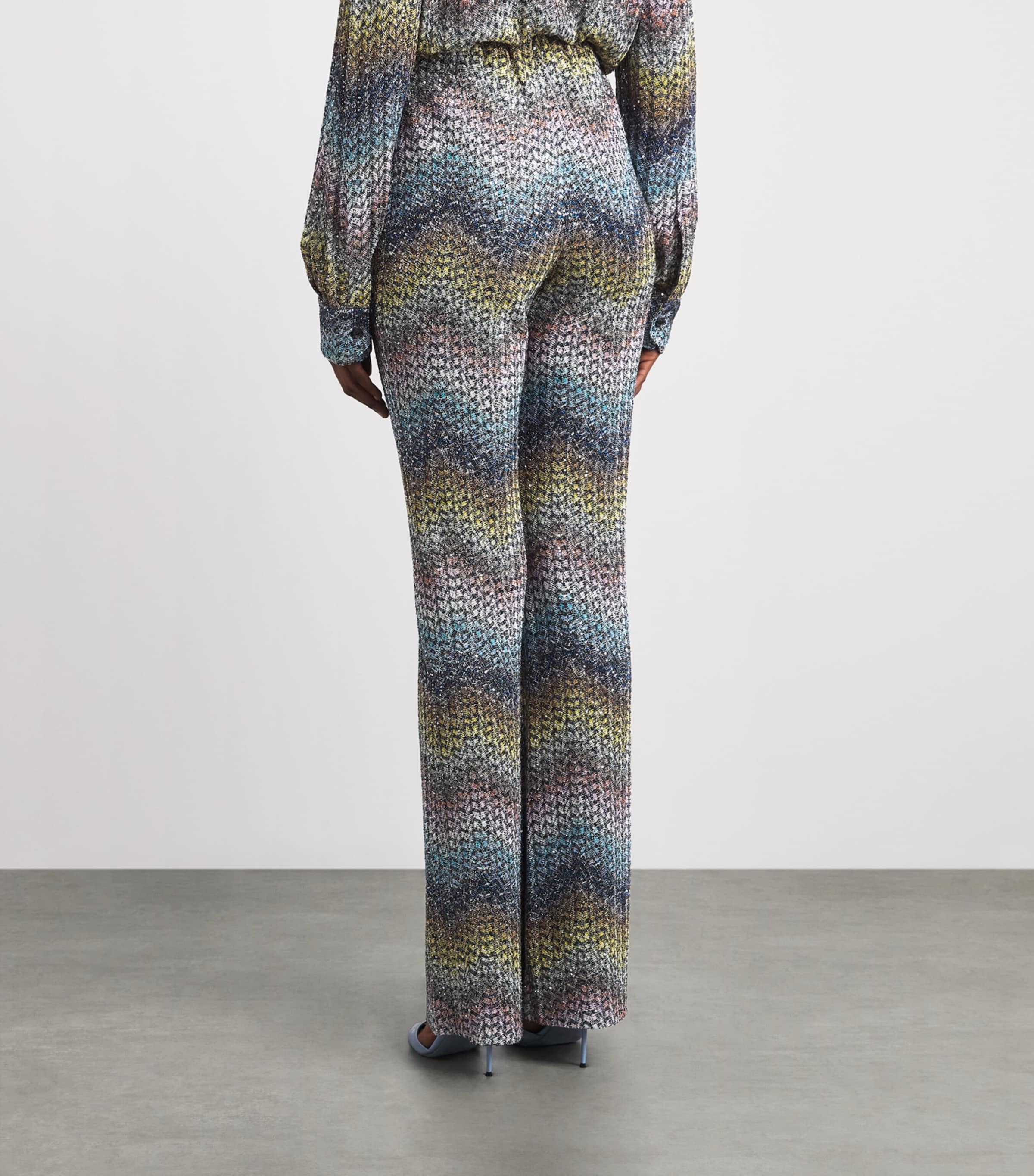 Missoni Womens Knitted Wide-Leg Trousers Smsns Mlt Bl Ylw Vlt Image 5