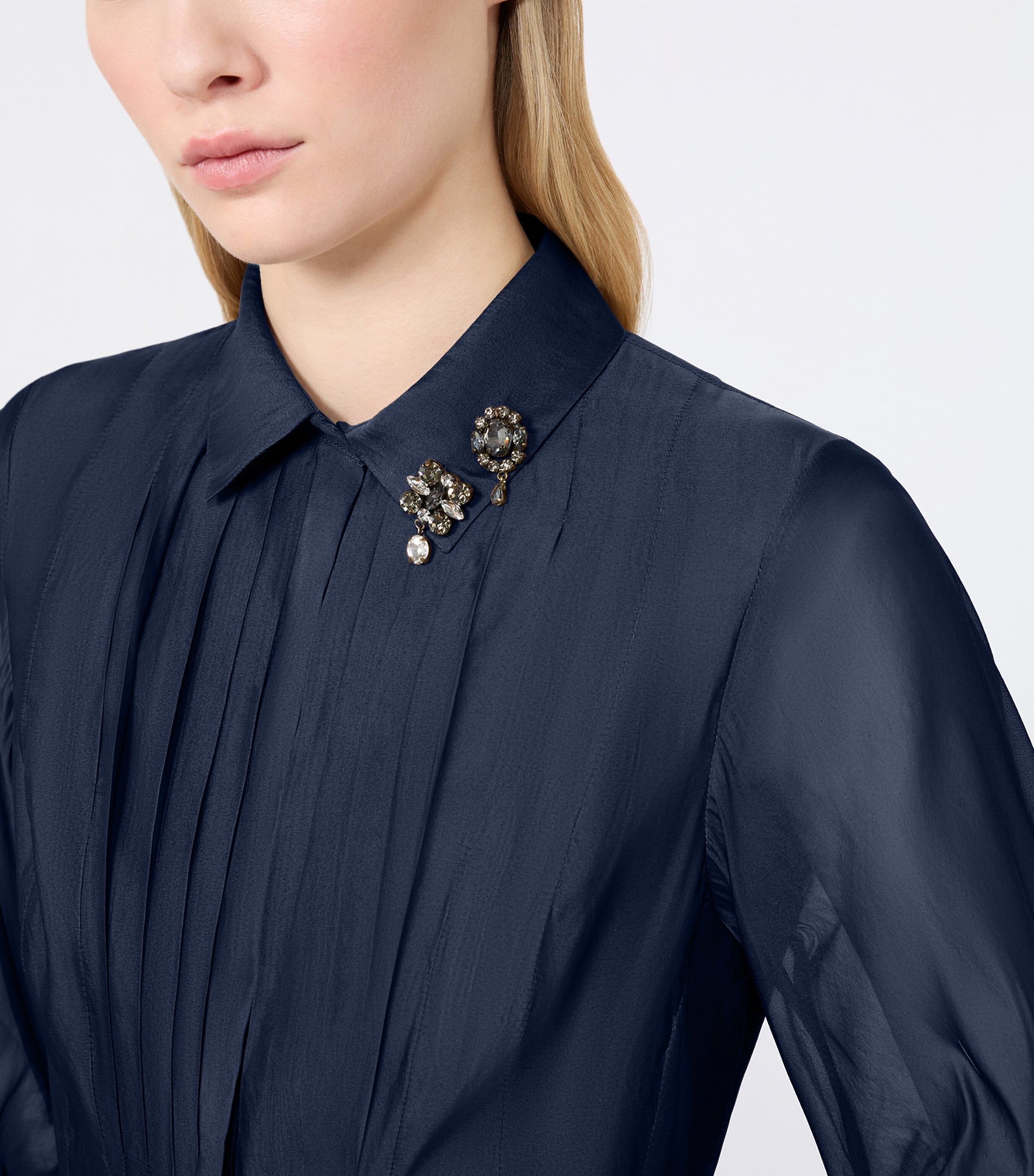 Max Mara Womens Silk-Blend Midi Shirt Dress Ultramarine Image 5
