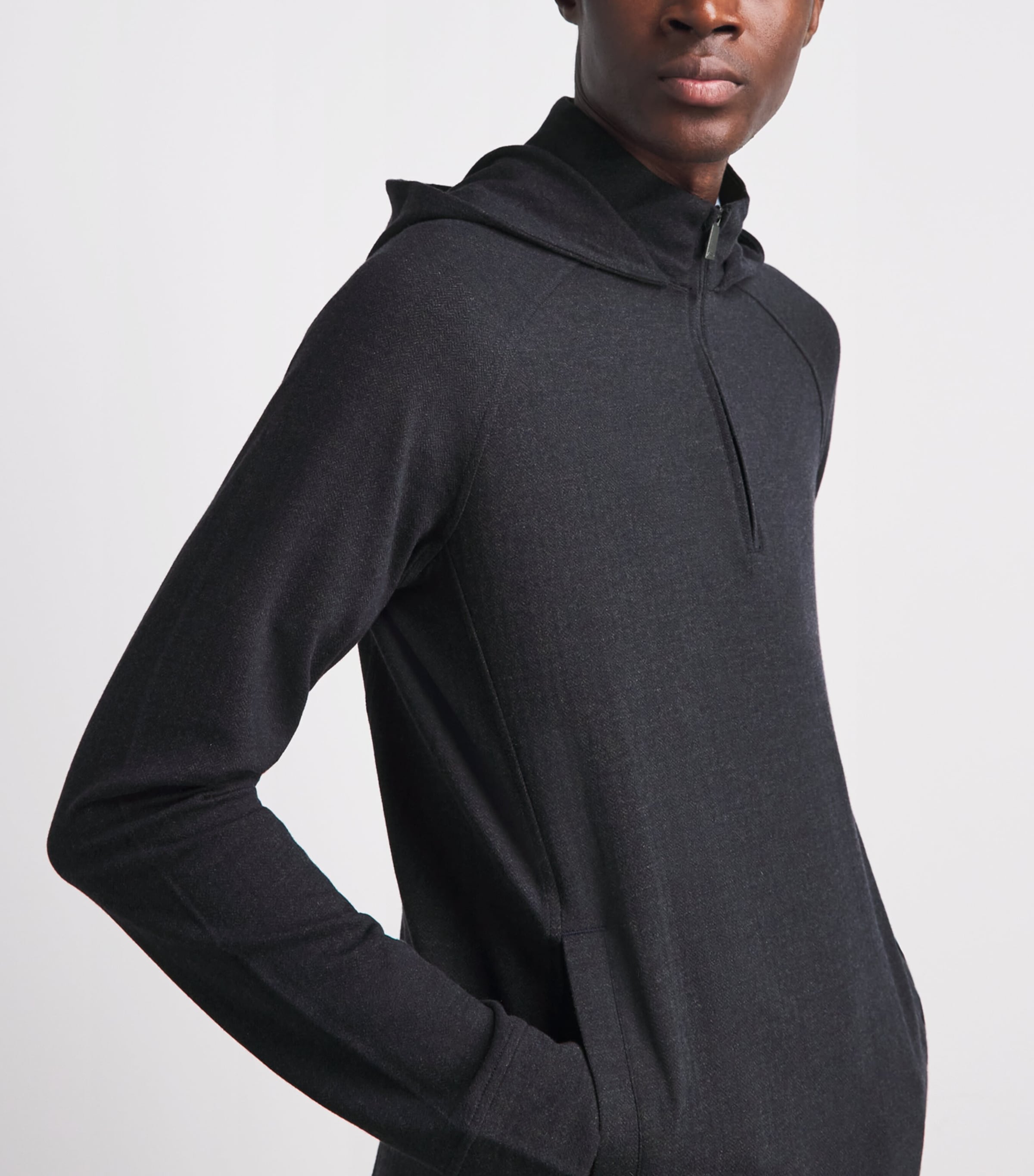 KJUS Mens Inverness Quarter-Zip Hoodie Atlanta Blu/drk Dusk Image 3