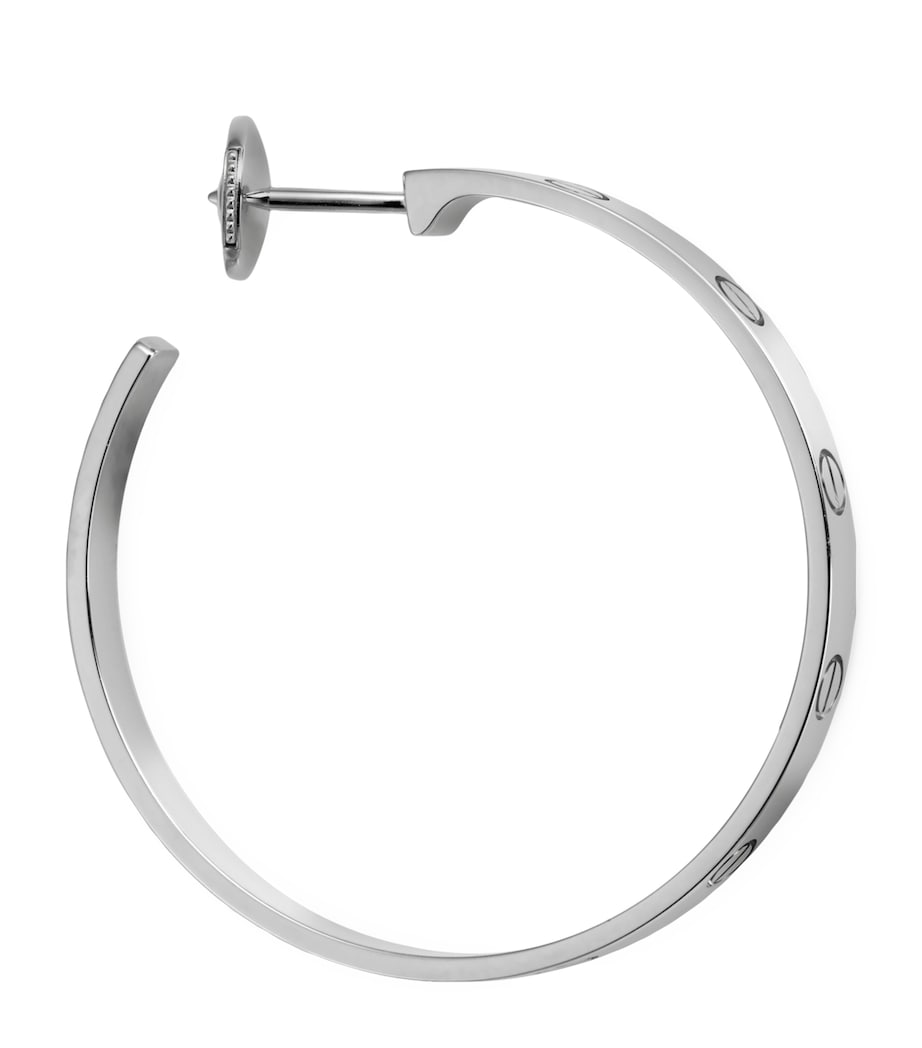 White Gold LOVE Hoop Earrings WHITE GOLD Image 3