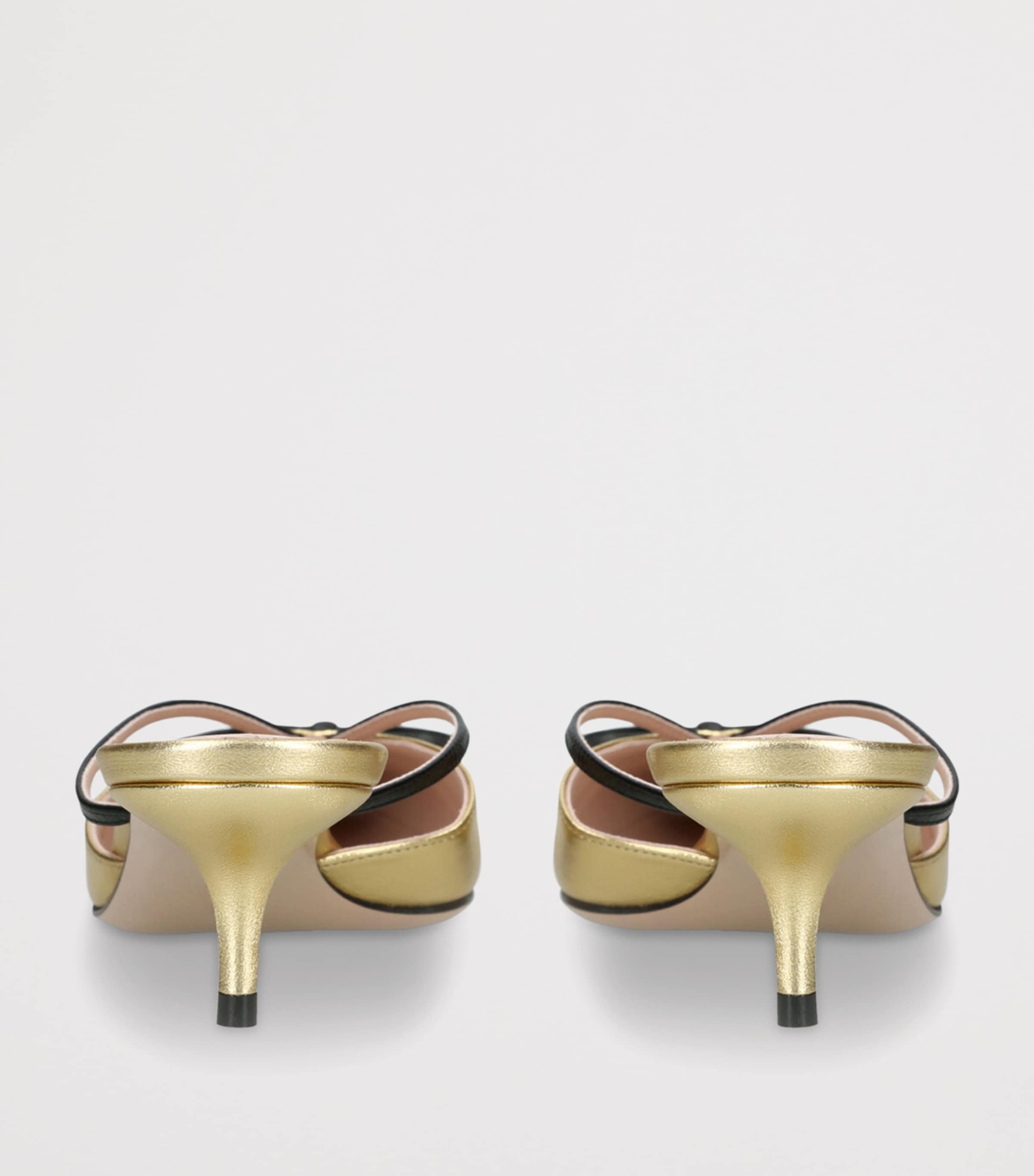 Valentino Garavani Metallic Leather Bepointy Heeled Mules 45 Gold Comb Image 2
