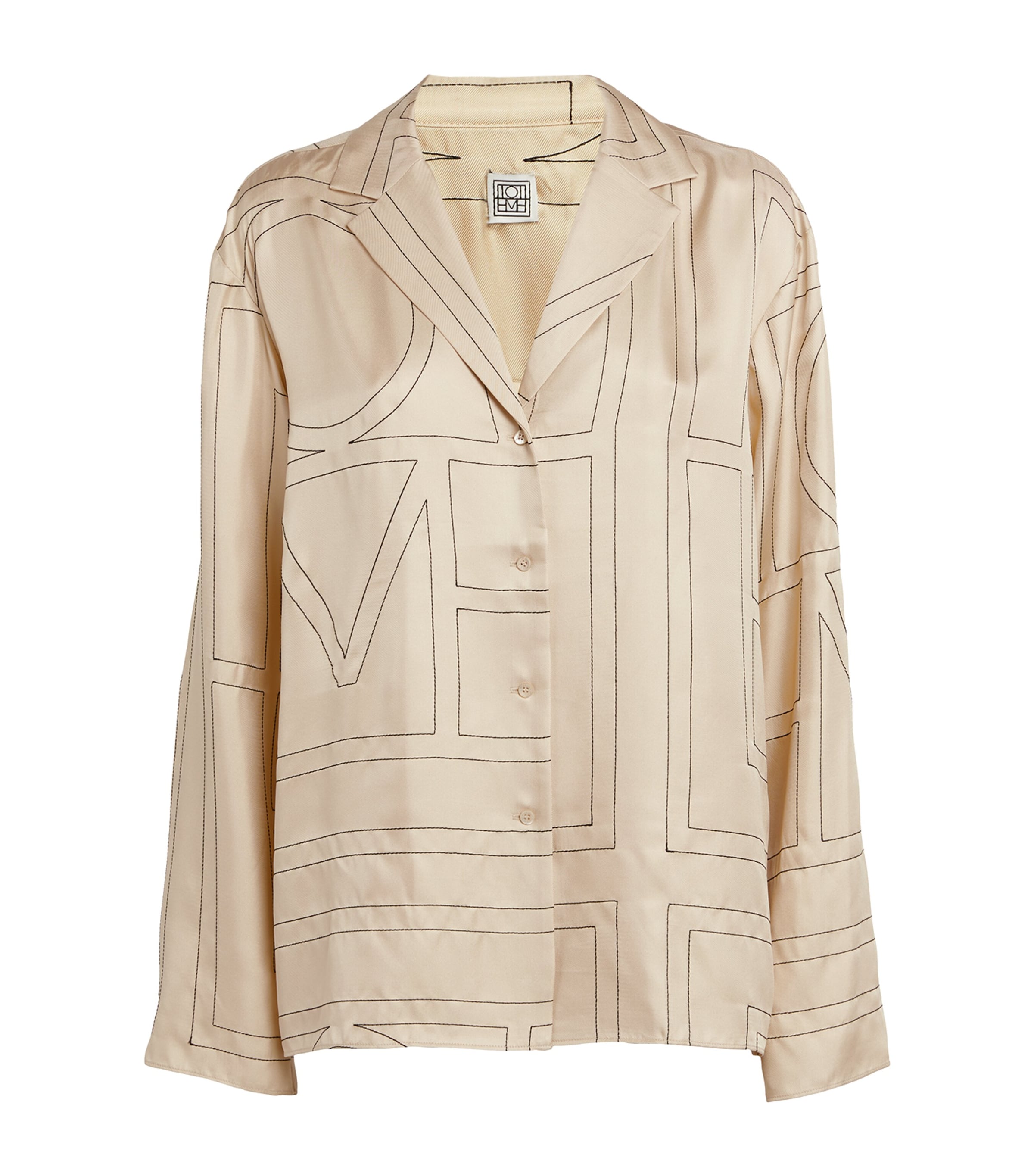 Totême Silk Embroidered-monogram Shirt In Ivory