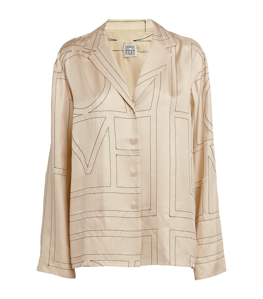 Silk Embroidered-Monogram Shirt IVORY MONOGRAM 926 Image 1