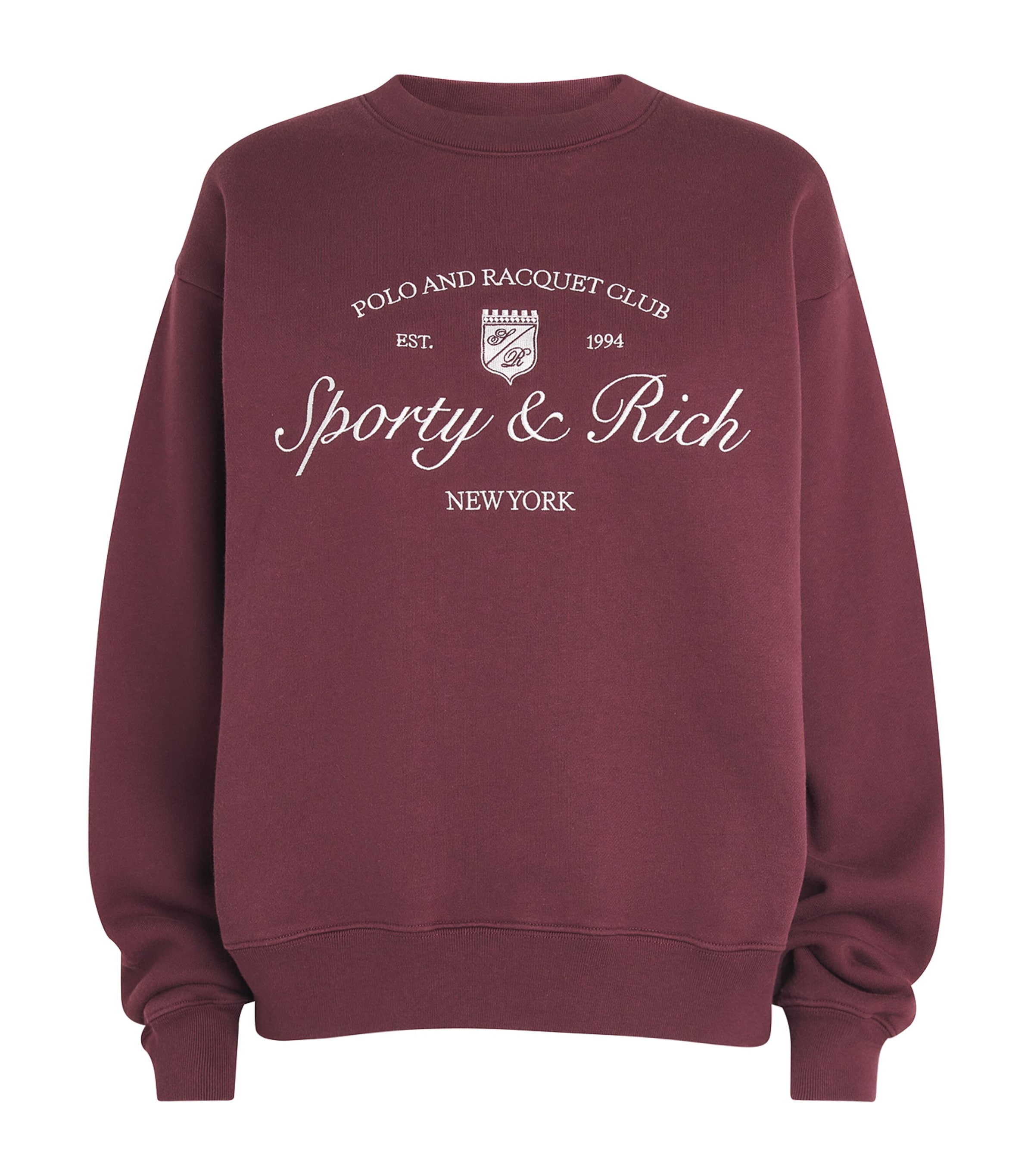 Sporty & Rich Womens Syracuse Embroidered Sweatshirt Bordeaux White Image 1
