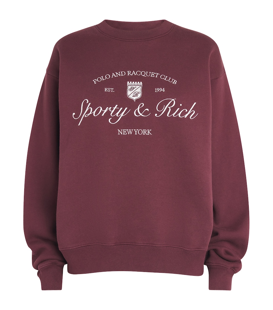 Sporty & Rich Womens Syracuse Embroidered Sweatshirt Bordeaux White Image 1