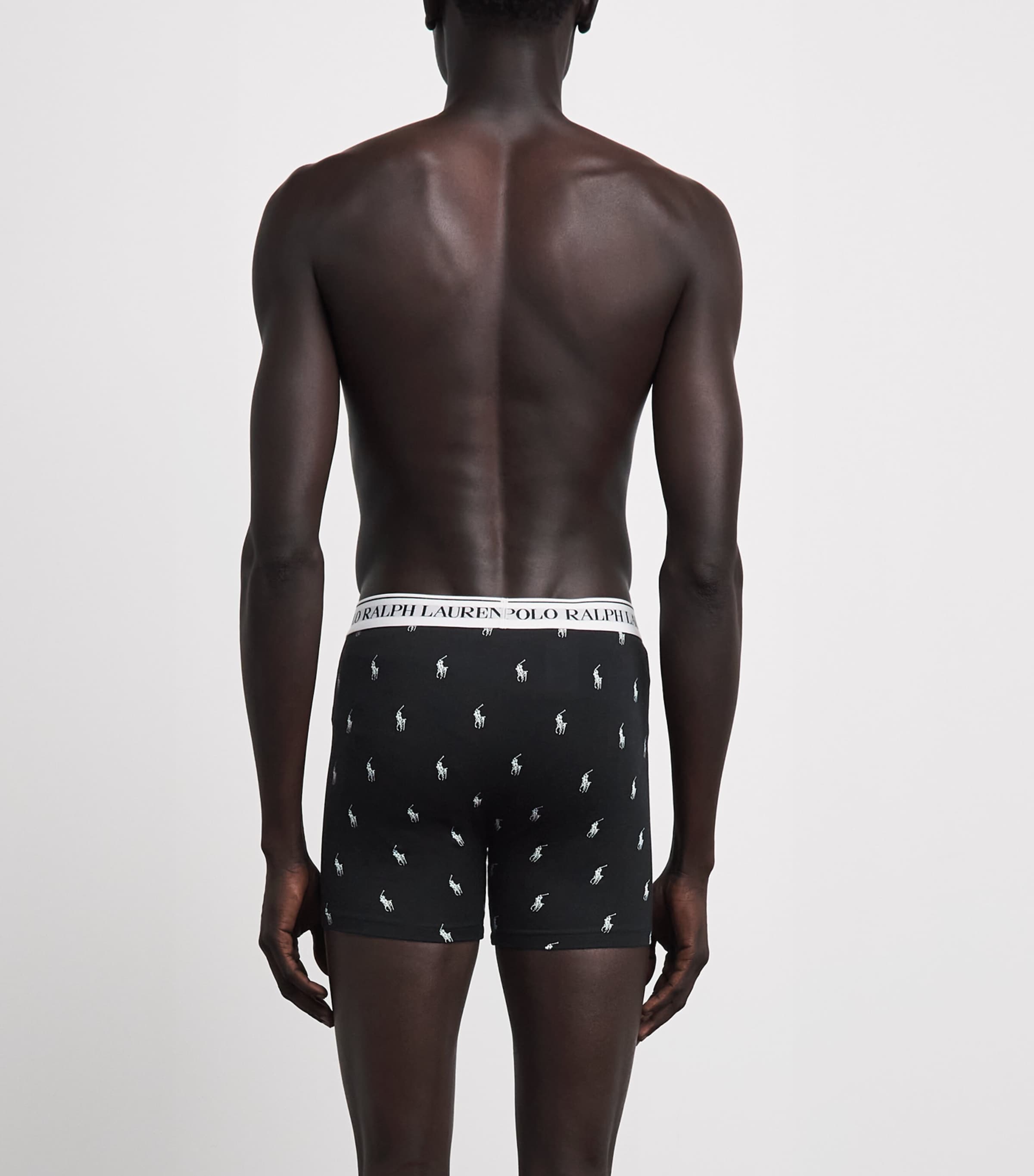 Polo Ralph Lauren Mens Stretch-Cotton Logo Boxers (Pack of 3) Blk Aop/brcl Htr/wht Image 3