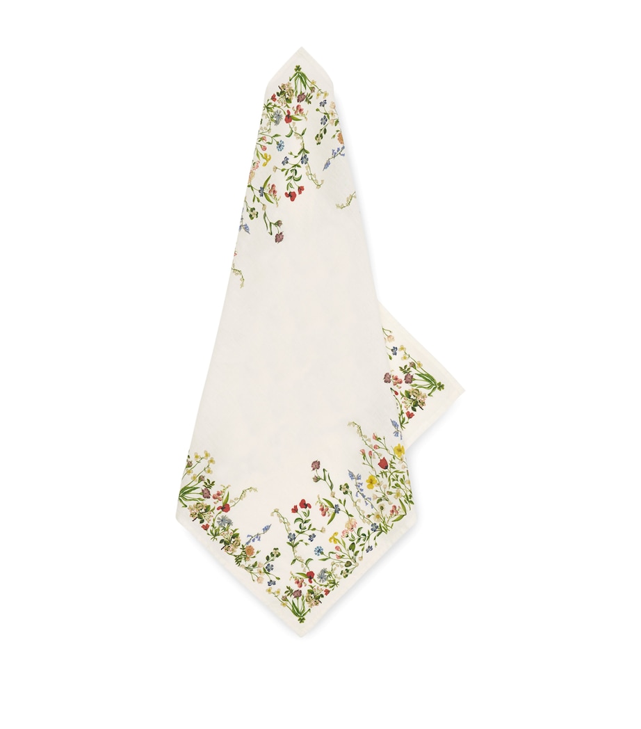 Linen Botanical Wildflower Napkin (50cm x 50cm) WHITE Image 2