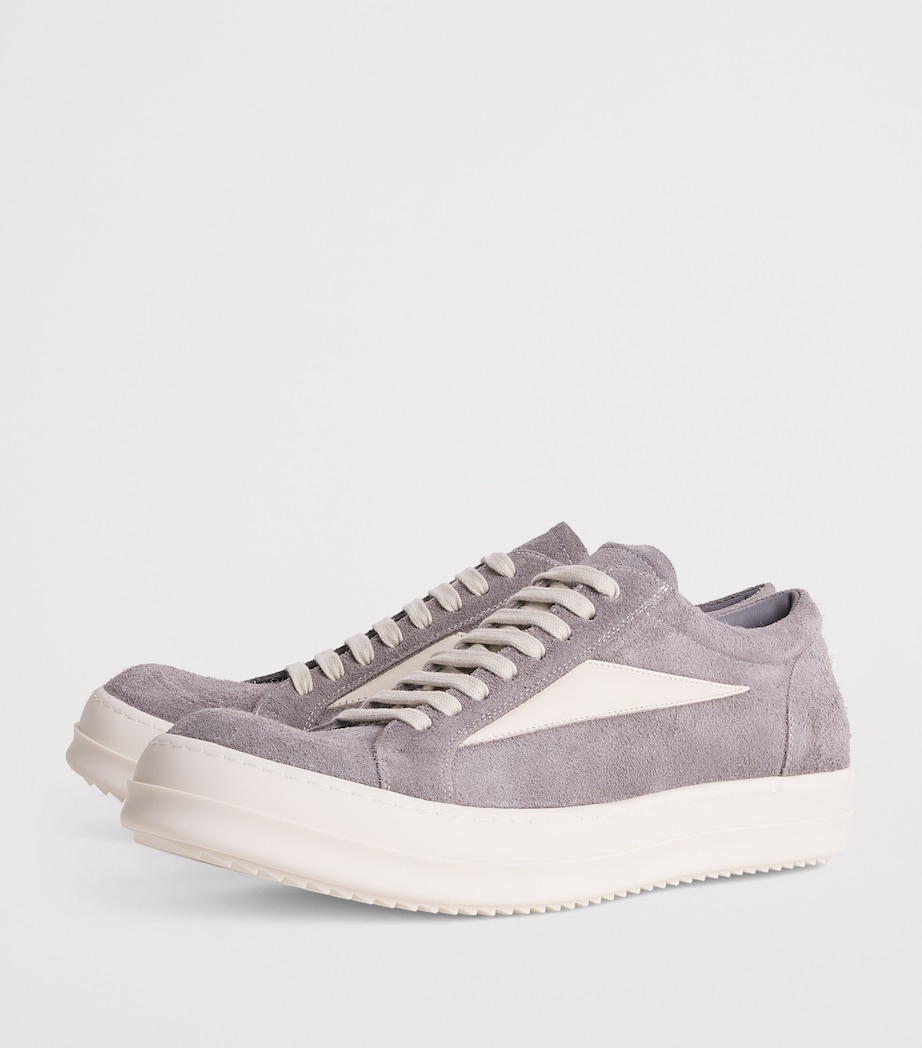Rick Owens Suede Vintage Sneakers Steel/milk Image 3
