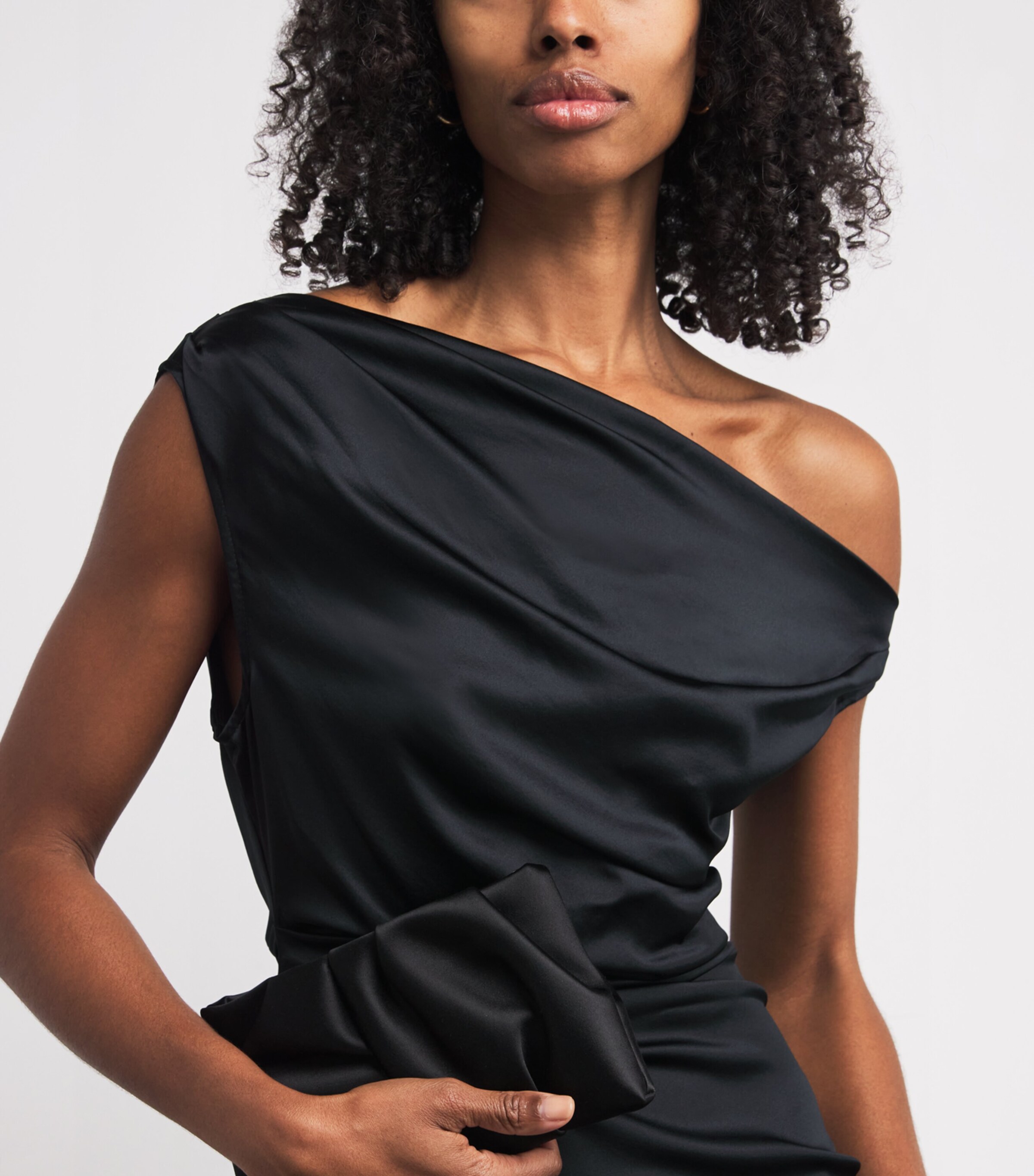 STAUD Black Stretch-Silk Phare Midi Dress | Harrods US