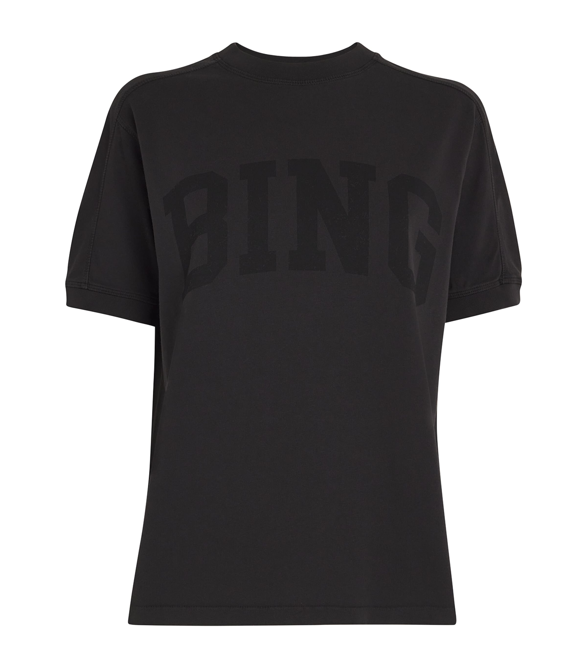 Shop Anine Bing Cotton Jaylin Logo T-shirt In Black
