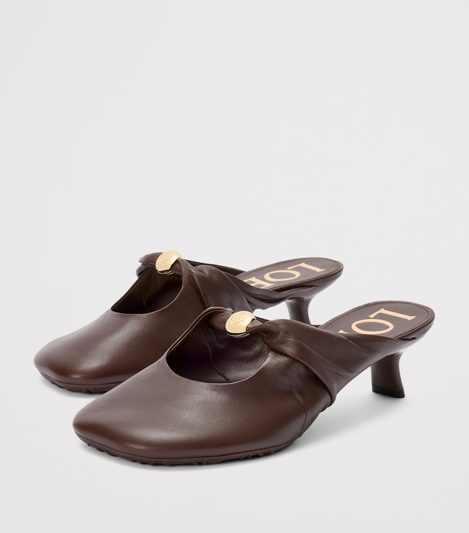 Lambskin Pebble Soft Heeled Mules 45 BROWNIE Image 3
