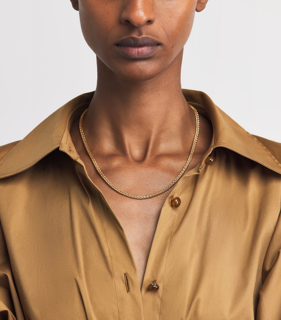 Azlee Small Woven Chain Necklace Yellow Gold Image 2