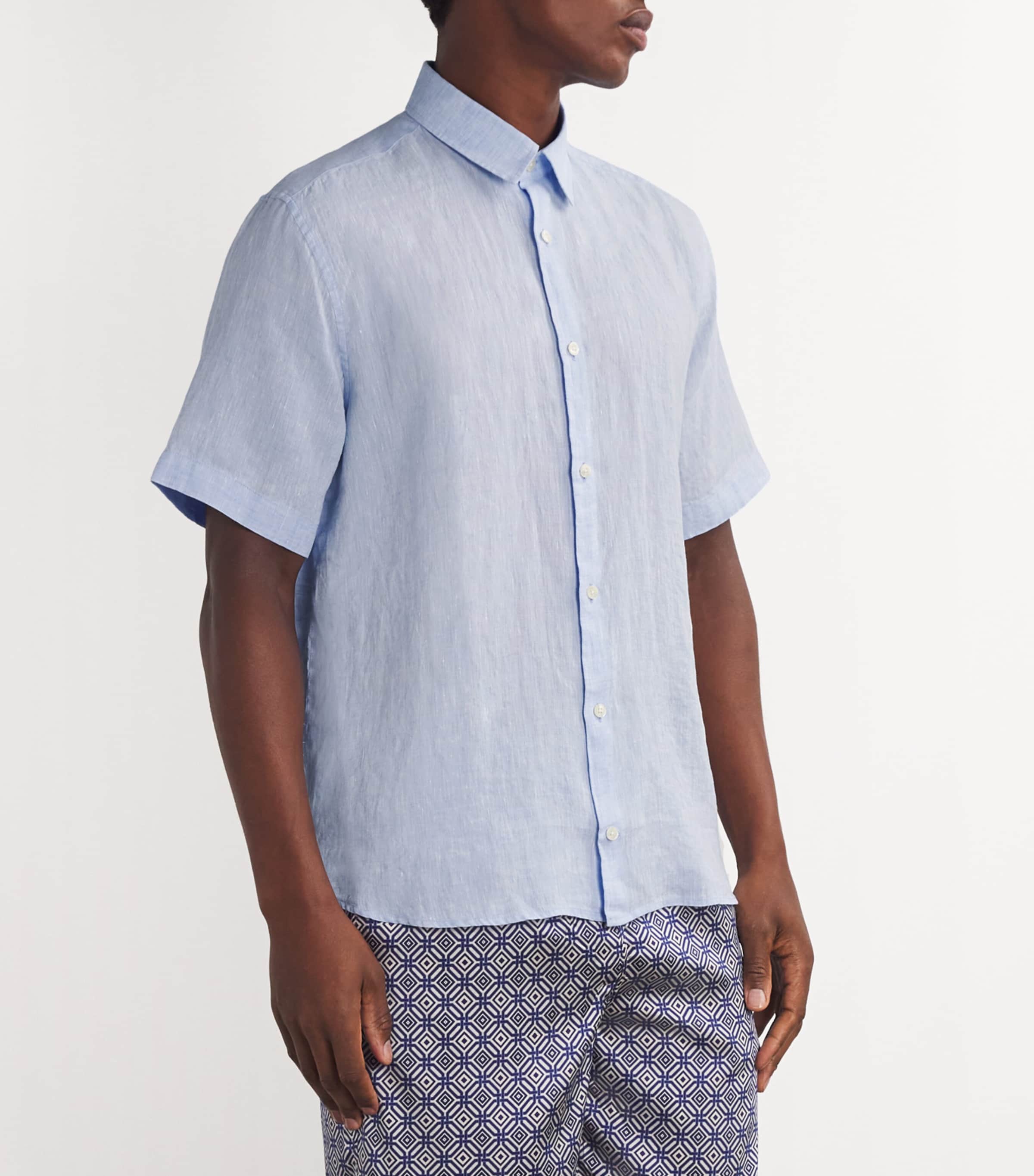 Linen Castro Short-Sleeve Shirt BABY BLUE Image 3