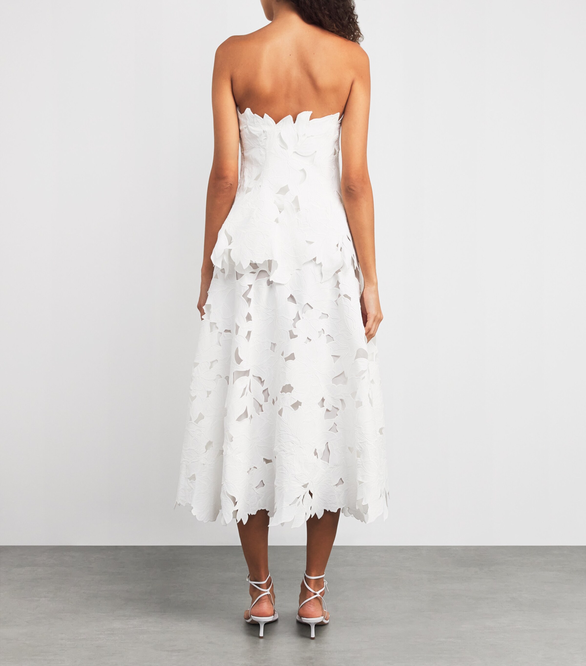 Simkhai Womens Embroidered Floral Strapless Midi Dress White Image 3