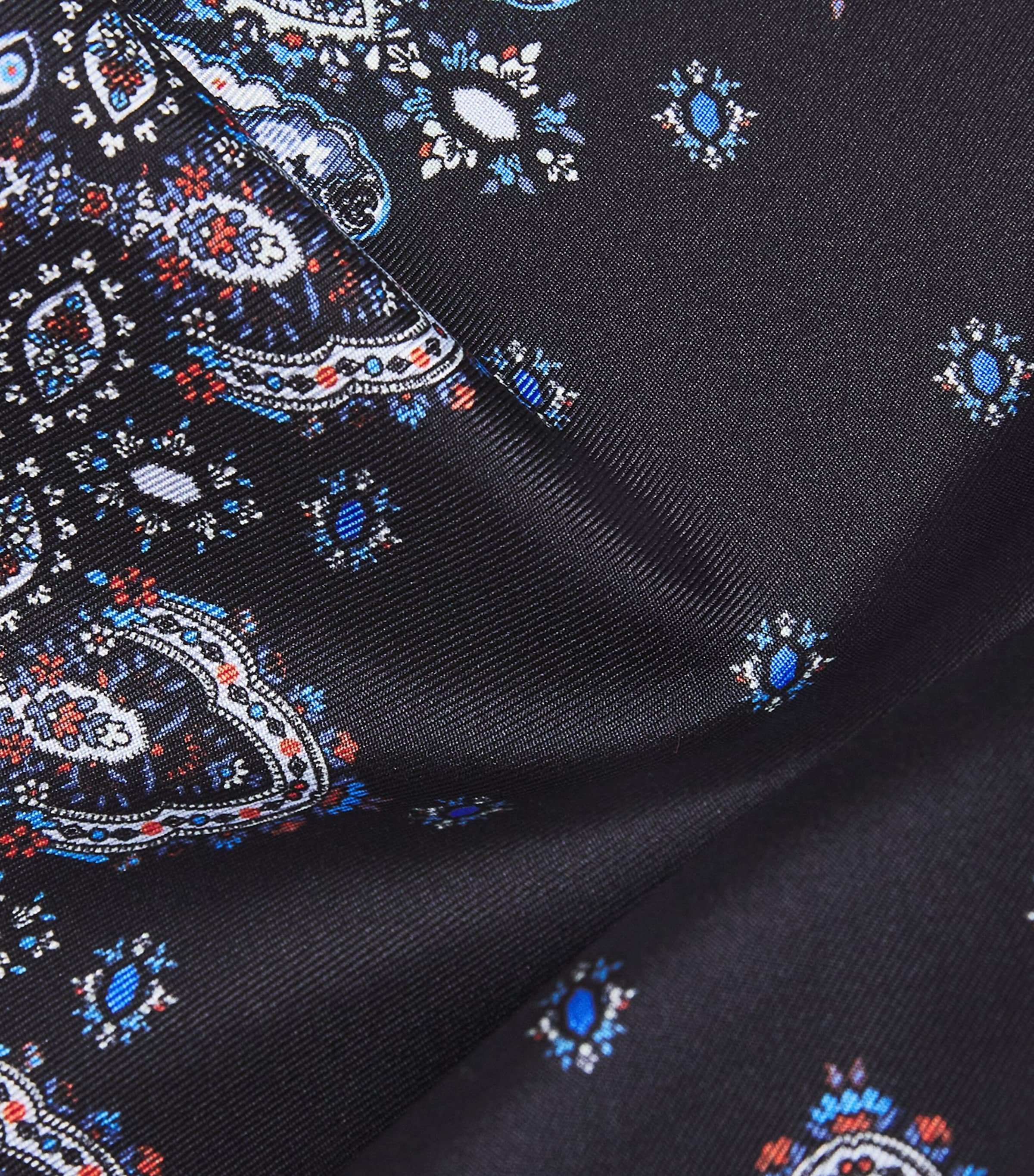 Silk Paisley Print Pocket Square NAVY Image 5