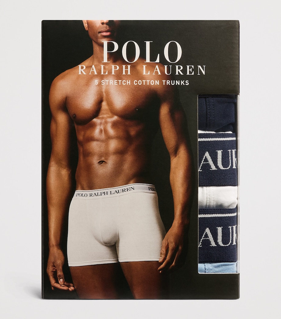 Polo Ralph Lauren Mens Stretch-Cotton Classic Trunks (Pack of 5) Npnv/wht/chm/wylw/nv Image 4