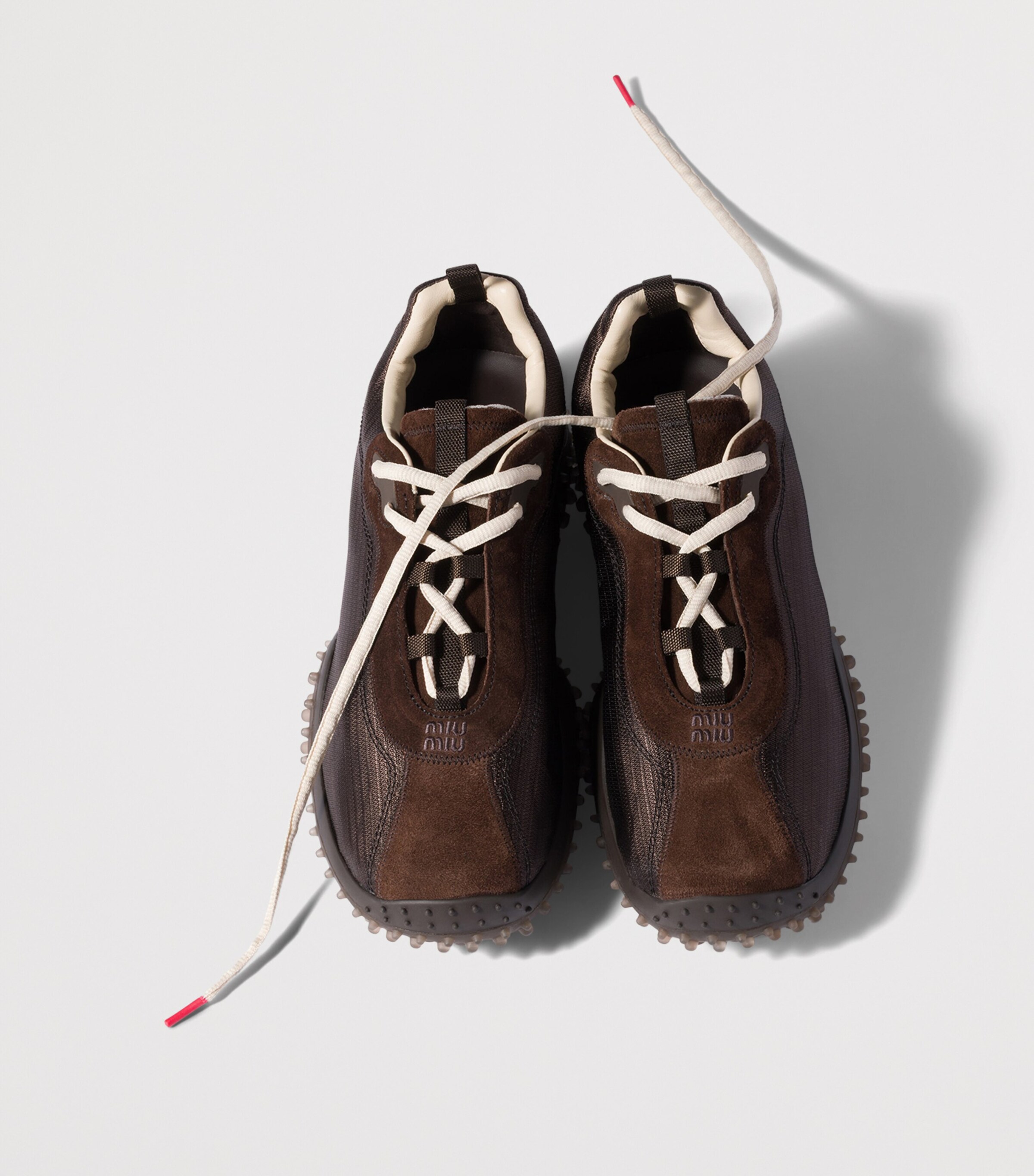 Miu Miu Technical Fabric & Suede Bubble Sneakers Brown Image 5