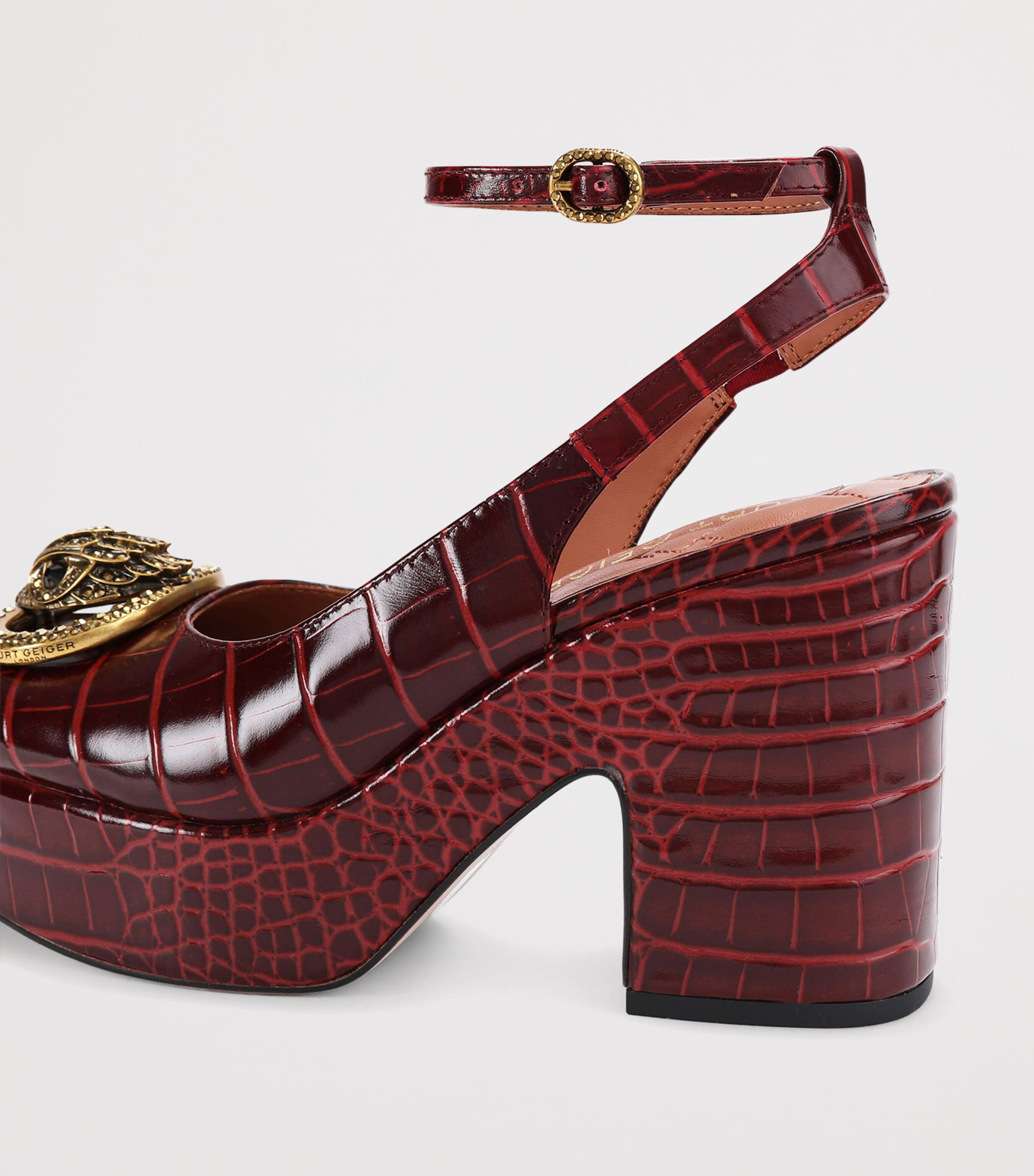 Kurt Geiger London Croc-Effect Chelsea Platform Pumps Red Comb Image 3
