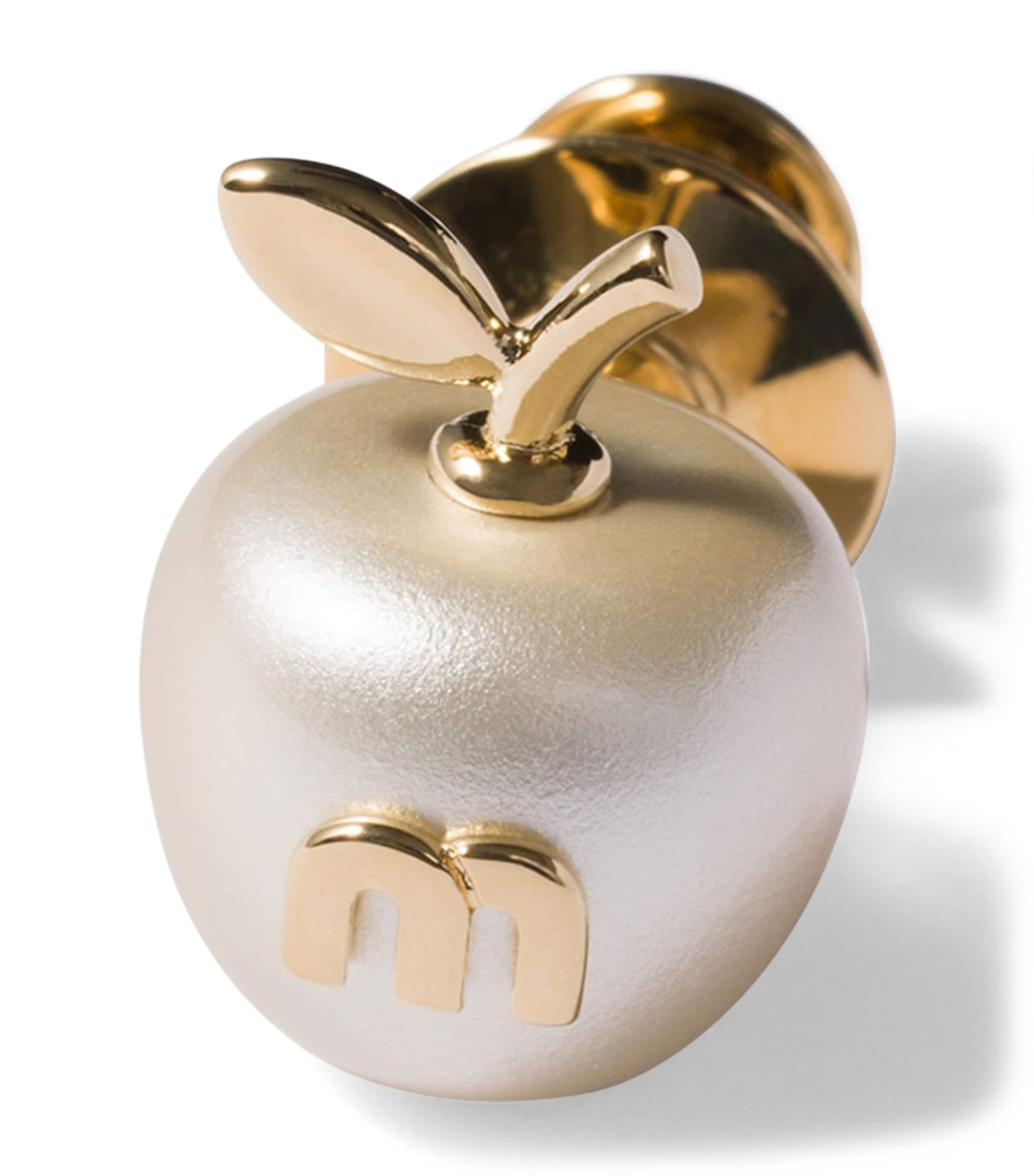 Miu Miu Pearlised Apple Brooch Gold/silver Image 1