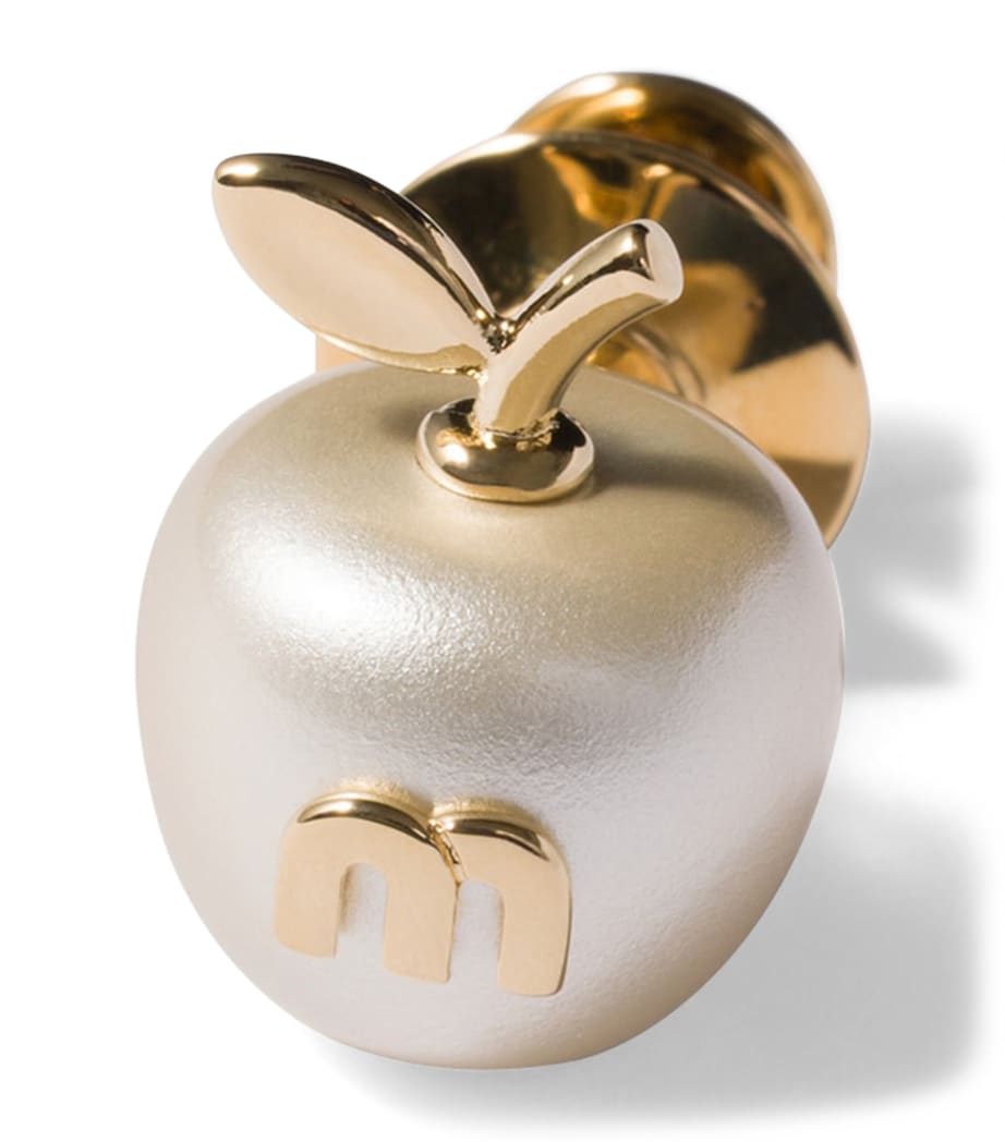 Miu Miu Pearlised Apple Brooch Gold/silver Image 1