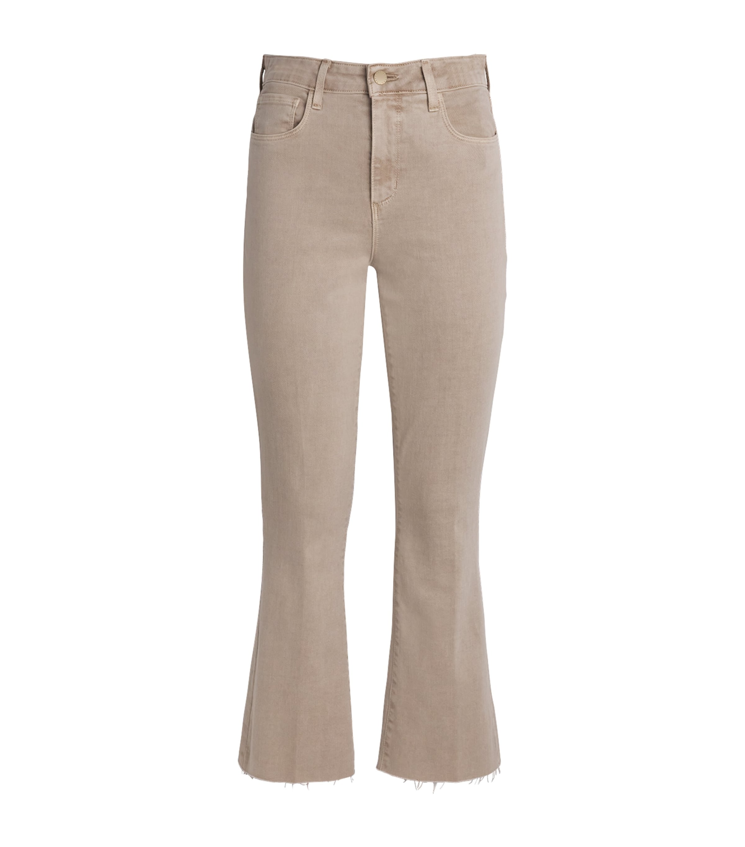 L'Agence Womens Kendra Flared Cropped Jeans Biscuit Image 1