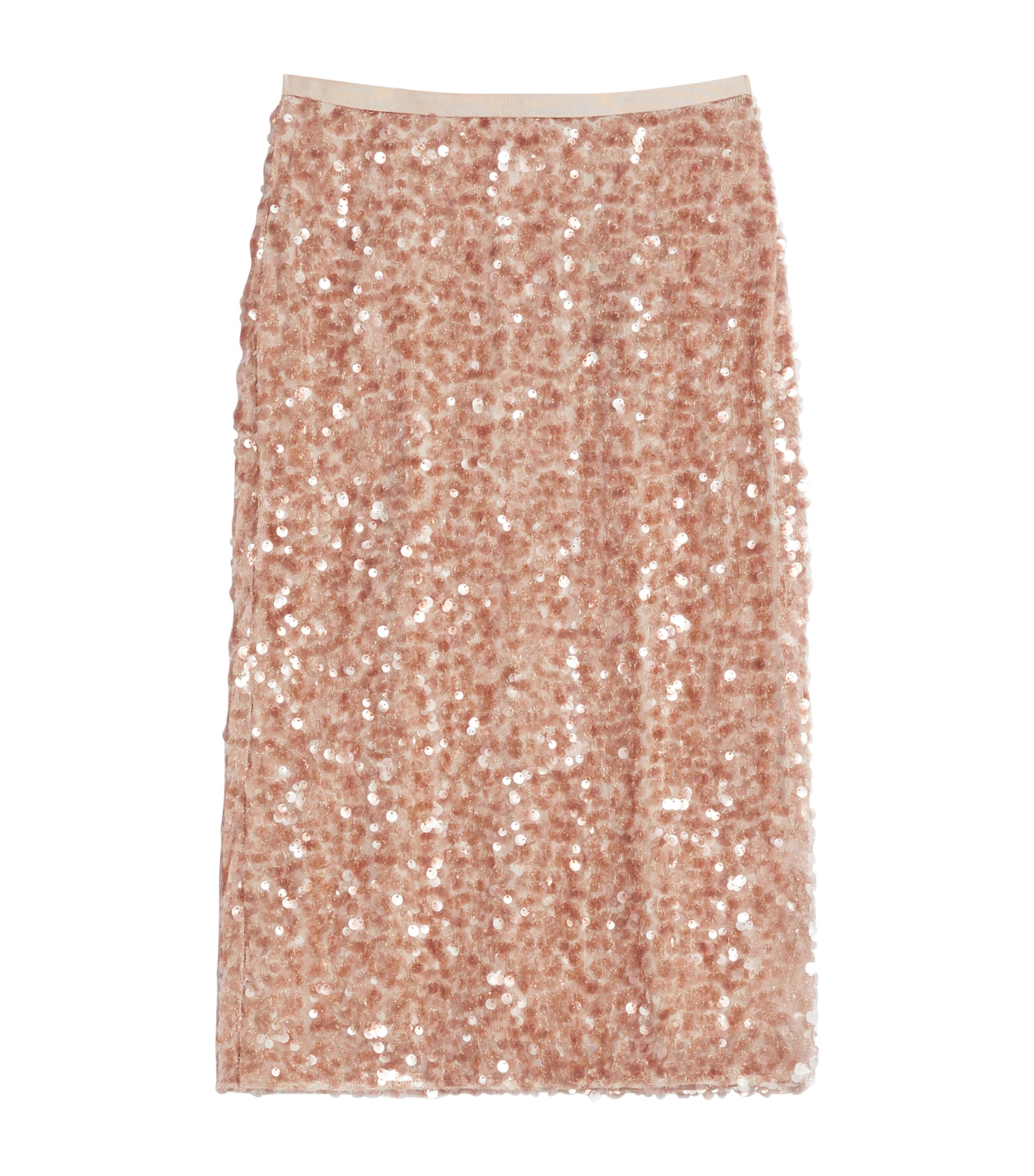 Weekend Max Mara Womens Sequinned Midi Skirt Nudo Image 1