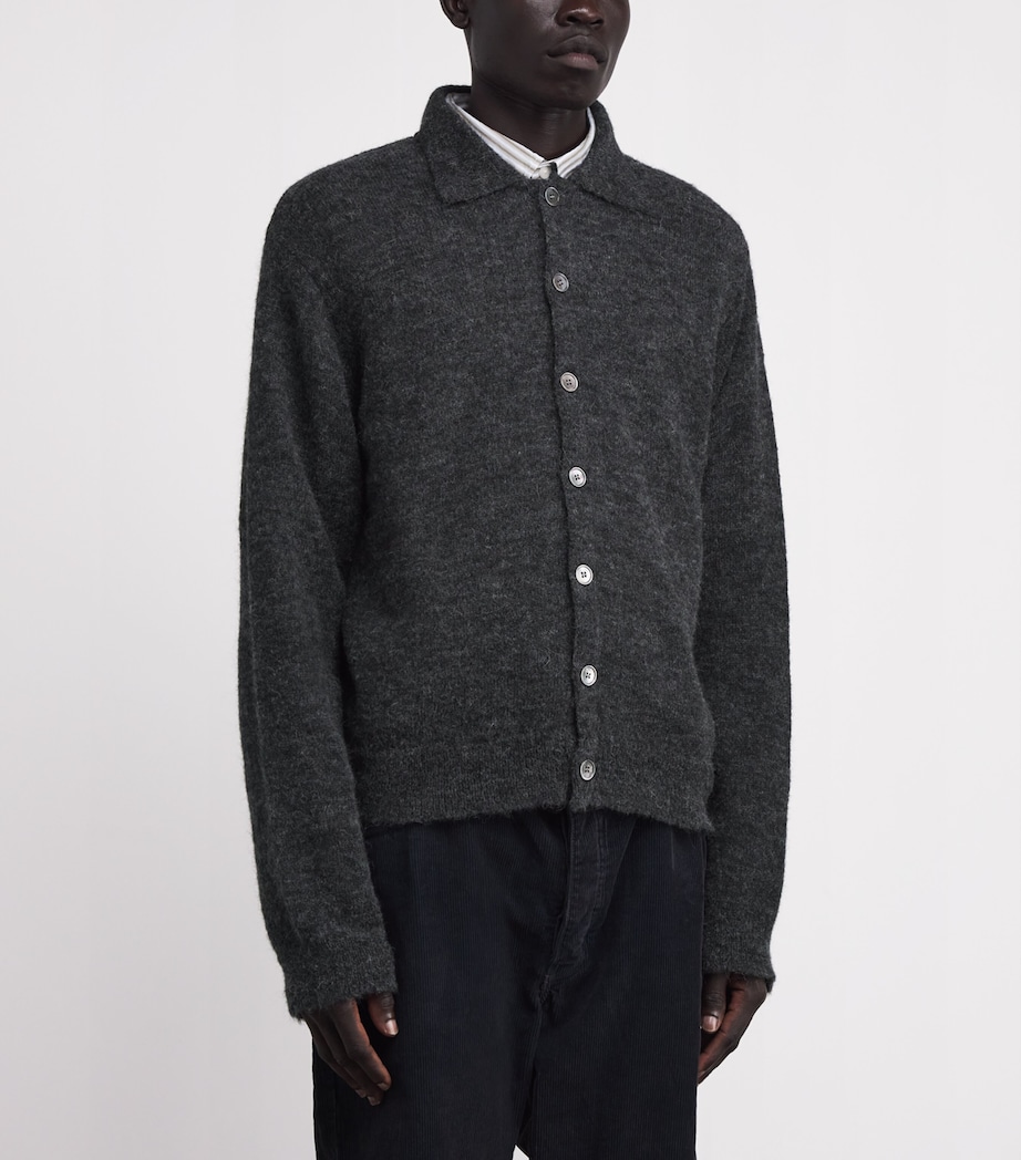 Alpaca-Blend Evening Polo Cardigan CHARCOAL MELANGE Image 3