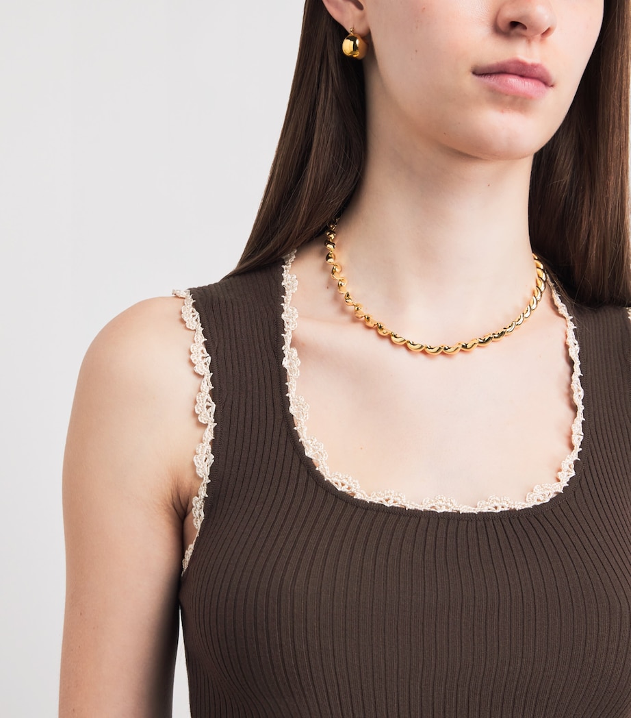 Sandro Paris Womens Crochet-Trim Tank Top Brown Image 3