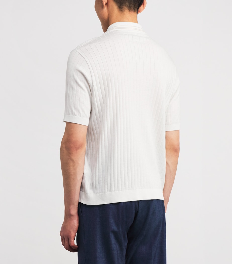 Piuma Cotton Ribbed Polo Shirt 108 PANNA CHIARO Image 4