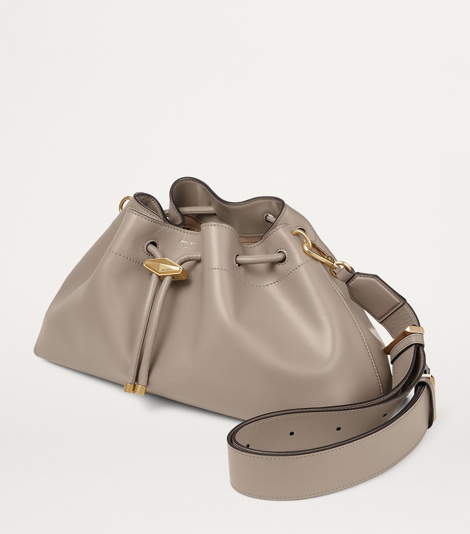 Medium Leather Cinch Shoulder Bag TAUPE/GOLD Image 3