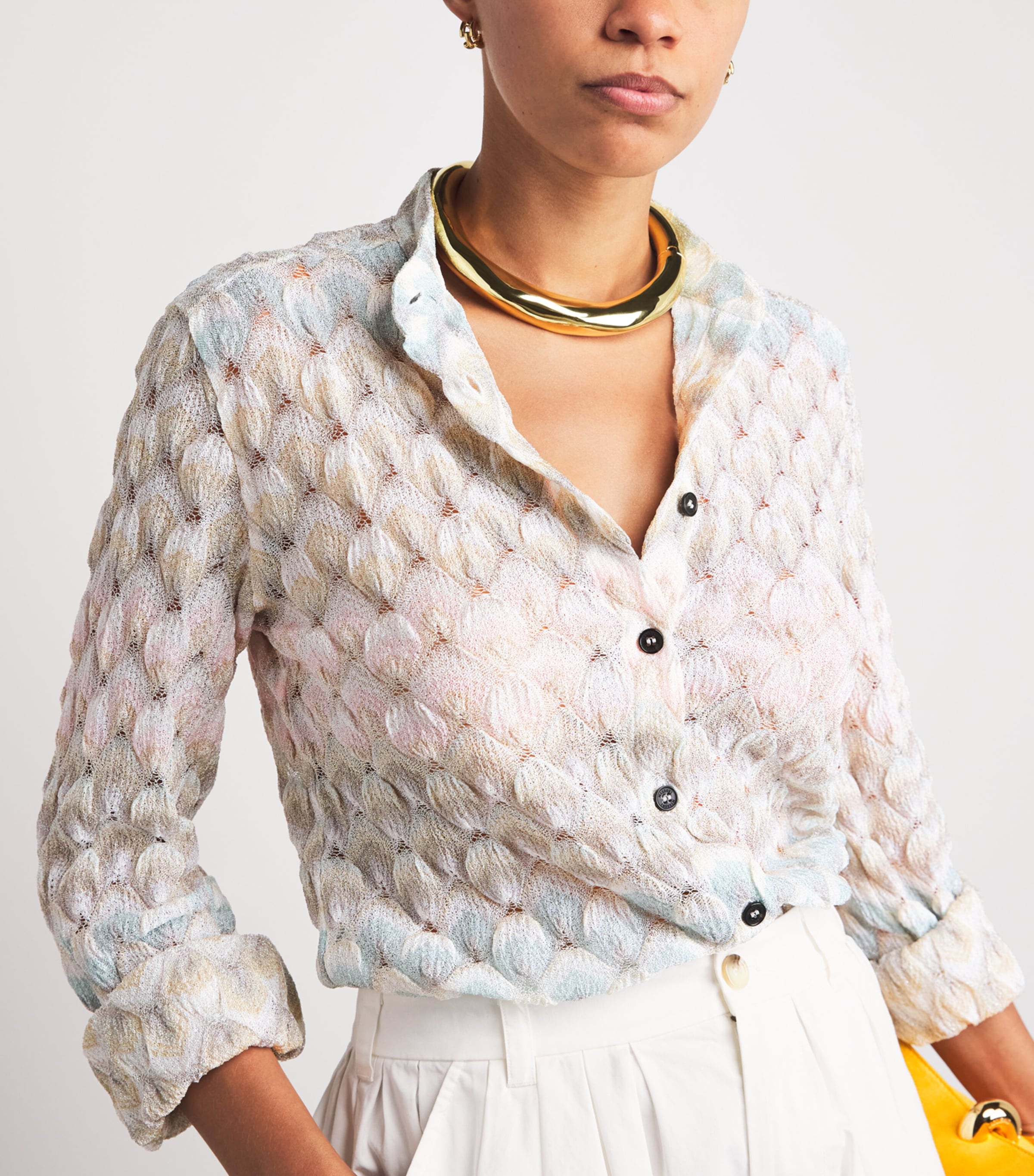 Missoni Womens Lamé Lace Motif Shirt Smsqb Multi B/p/w/y Image 3