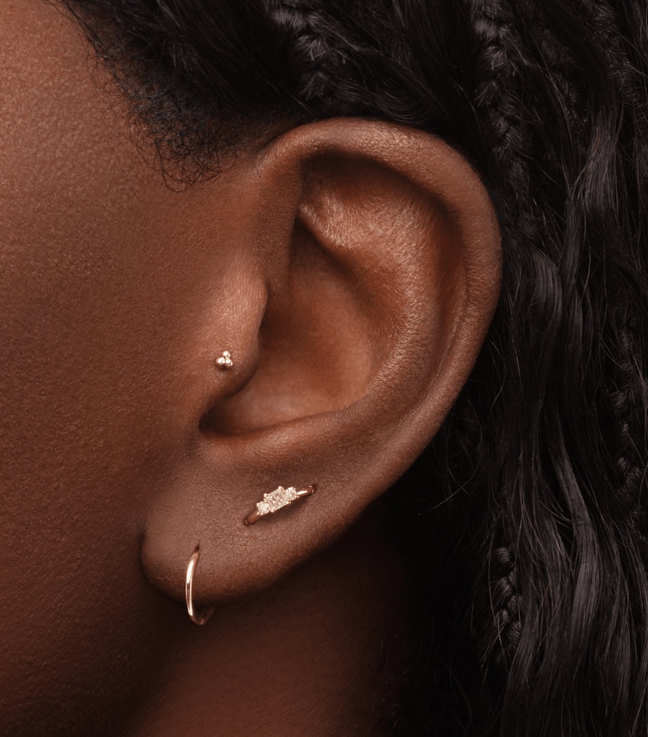 Gold Three Ball Trinity Threaded Stud Earring (3.5mm) ROSE GOLD Image 2