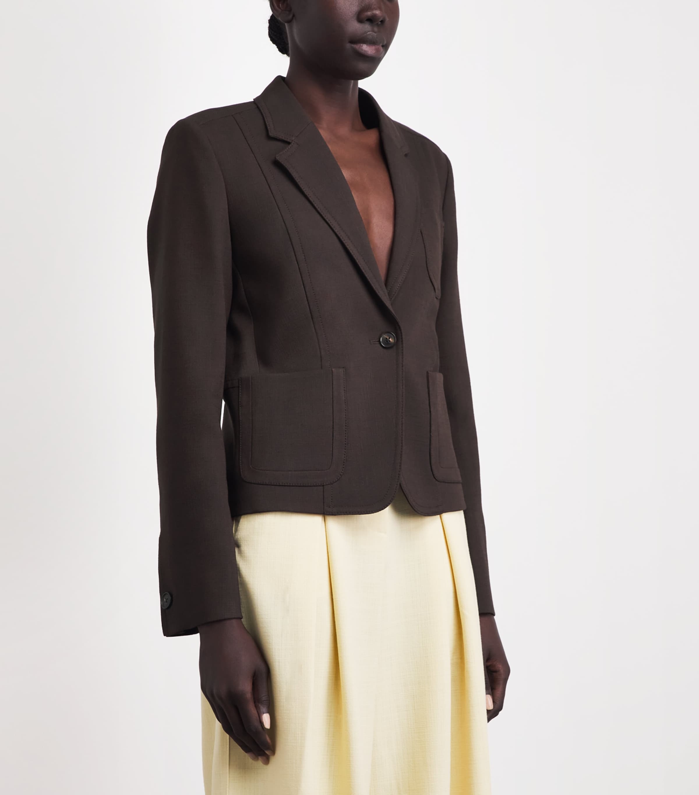 ME+EM Womens Fitted Cropped Blazer Cocoa Brown Image 4
