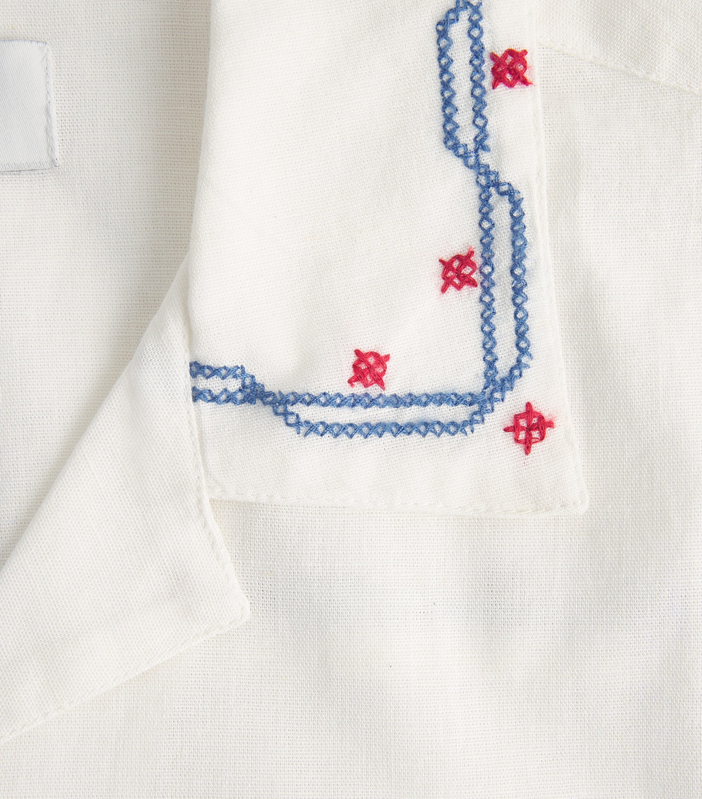 Wax London Mens Cotton-Linen Embroidered Didcot Shirt Ecru Image 6