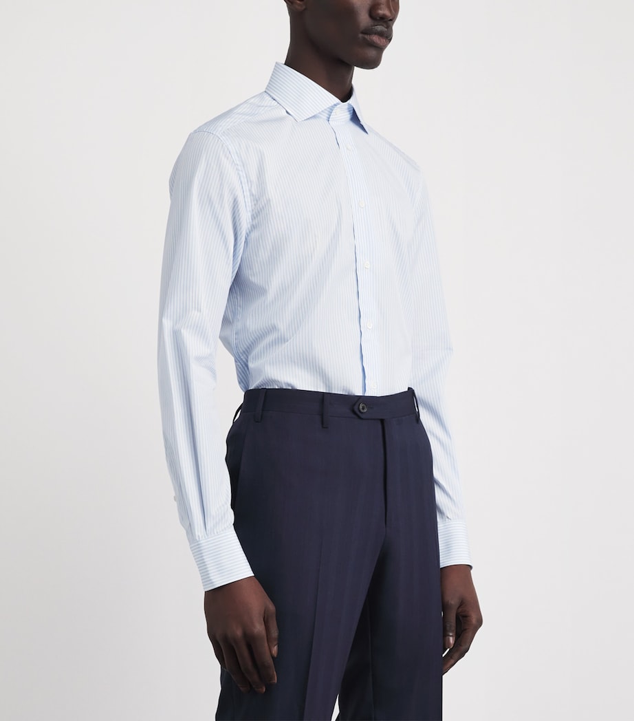 Corneliani Mens Cotton Stripe Shirt China Blue Image 4
