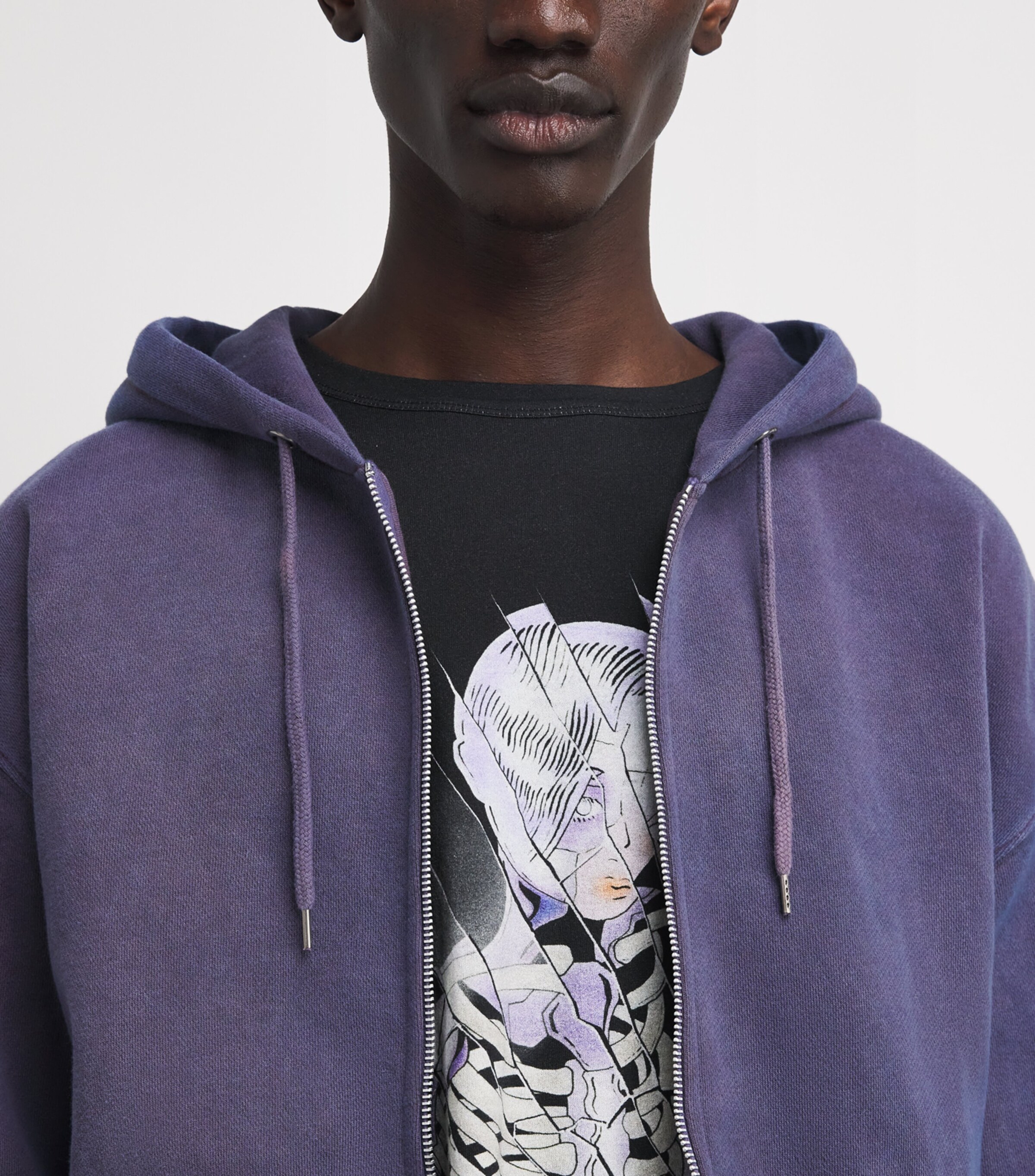 Our Legacy Mens Organic Cotton Rascal Zip-Up Hoodie Antique Amethyst Image 5
