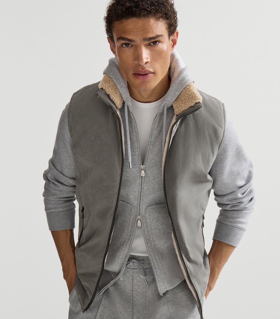 Brunello Cucinelli Mens Waxed Techno Down-Filled Gilet Image 2