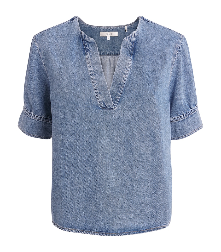 FRAME Womens Denim V-Neck Shirt Sora Image 1