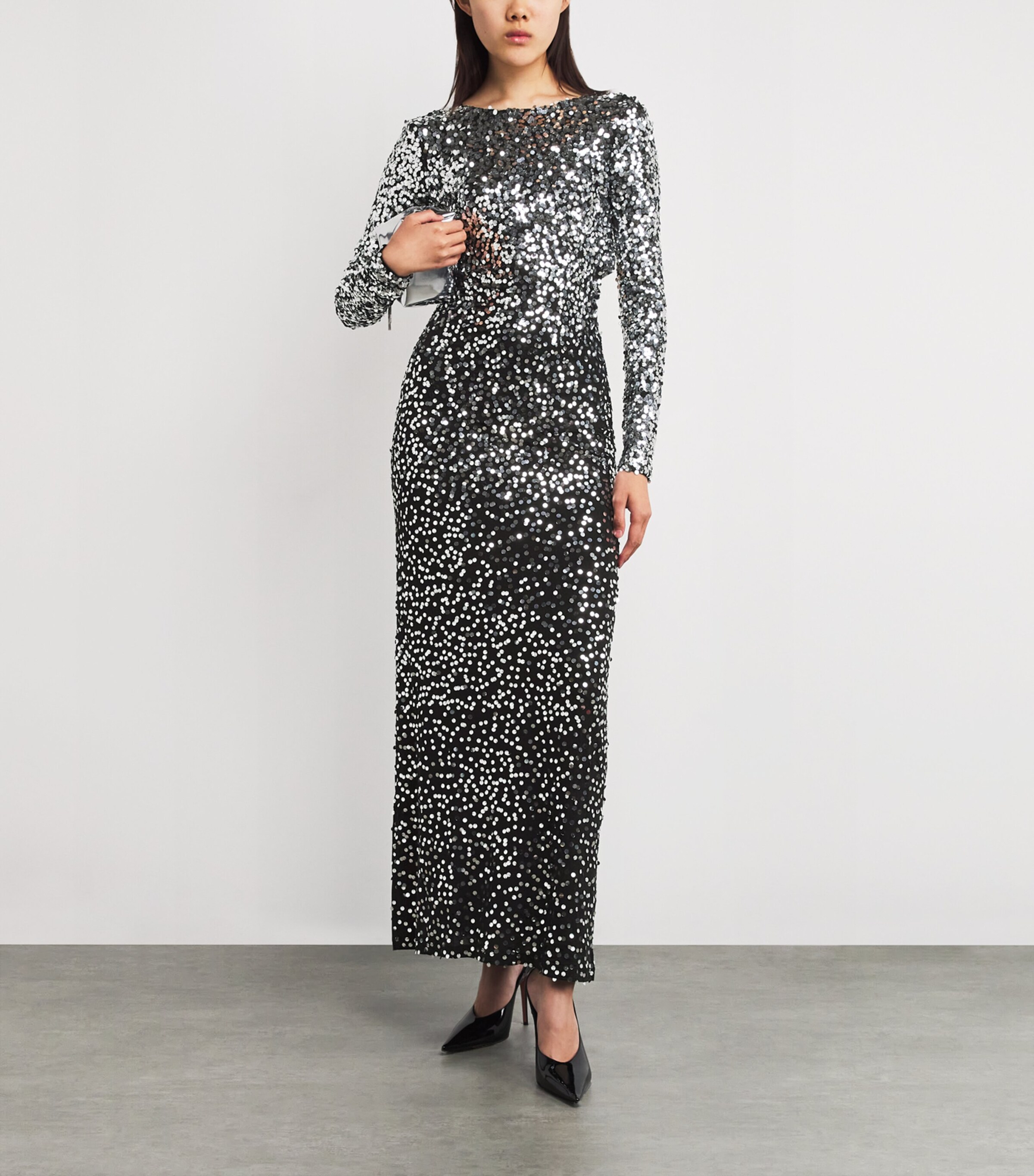 Sequinned Maxi Dress P001 BLACK Image 2