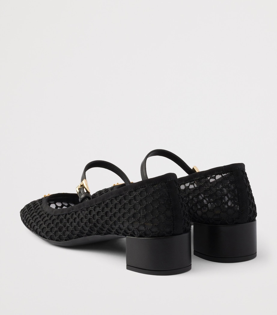 Prada Mesh Open-Work Mary Janes 35 Black Image 4