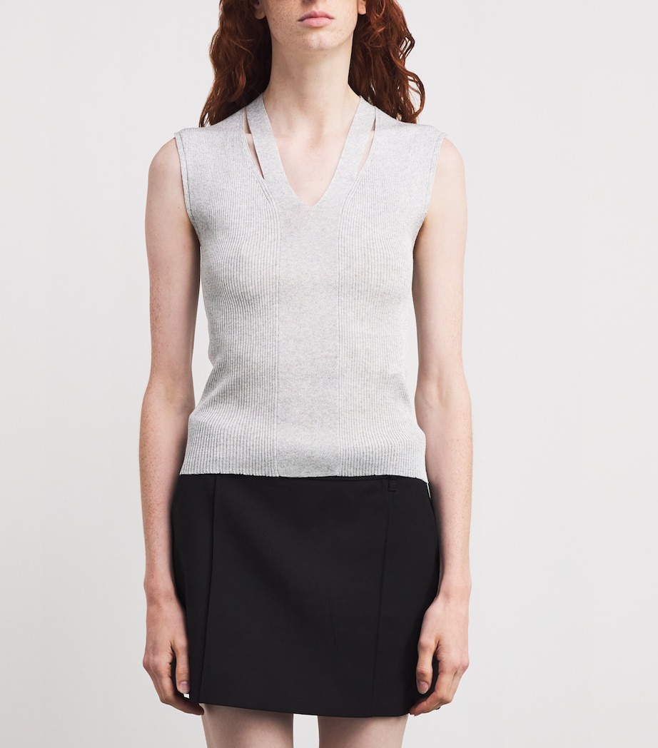 Knitted Cut-Out Top GREY Image 3