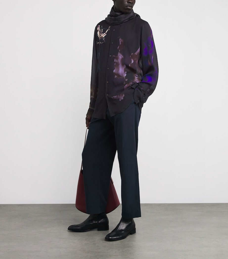 Viscose Floral Print Shirt BLACK Image 2