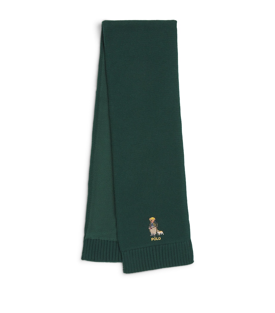 Cotton Polo Bear Scarf GREEN Image 1